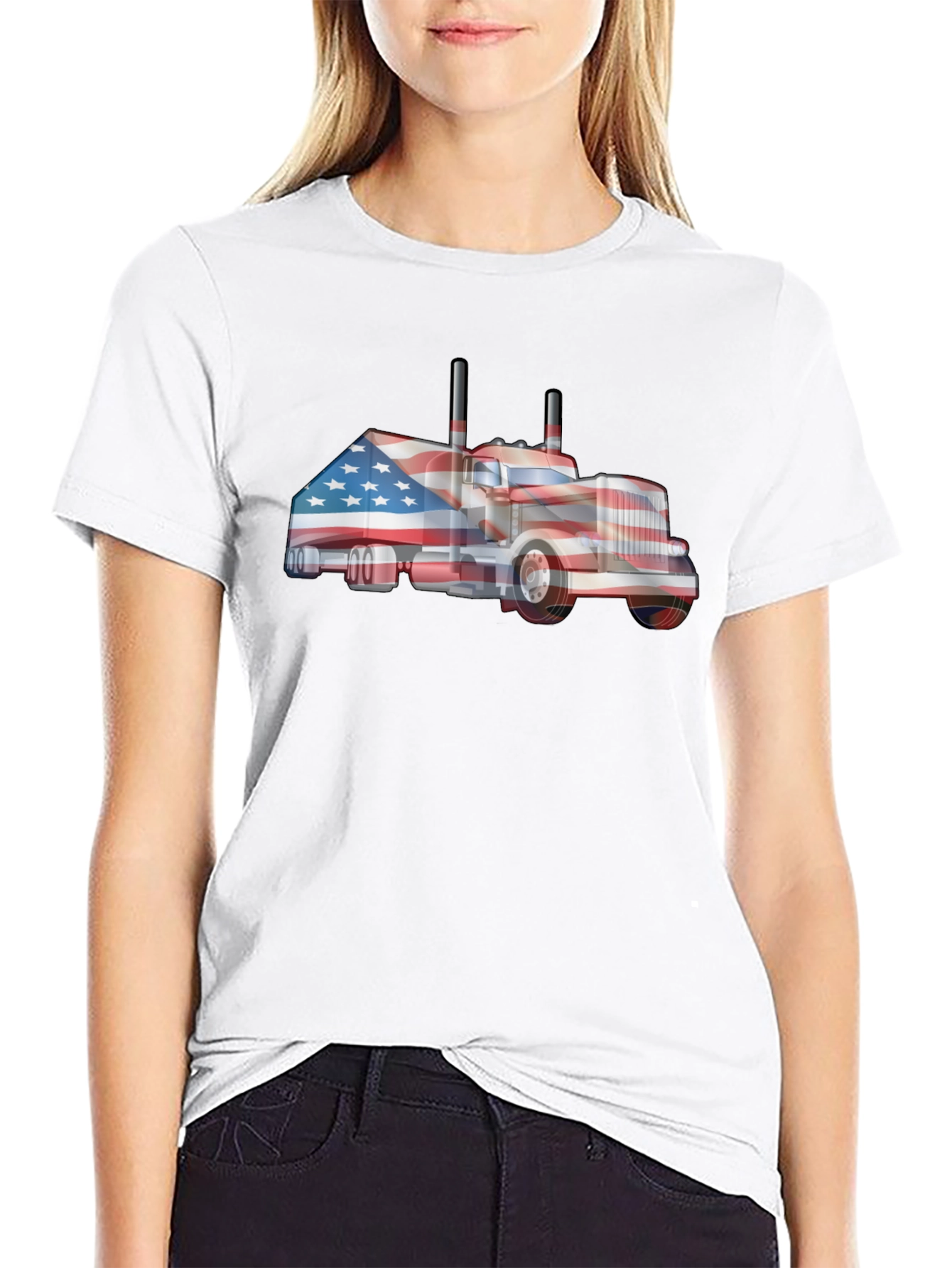 American Flag Truck Graphic Tee - Patriotic Style