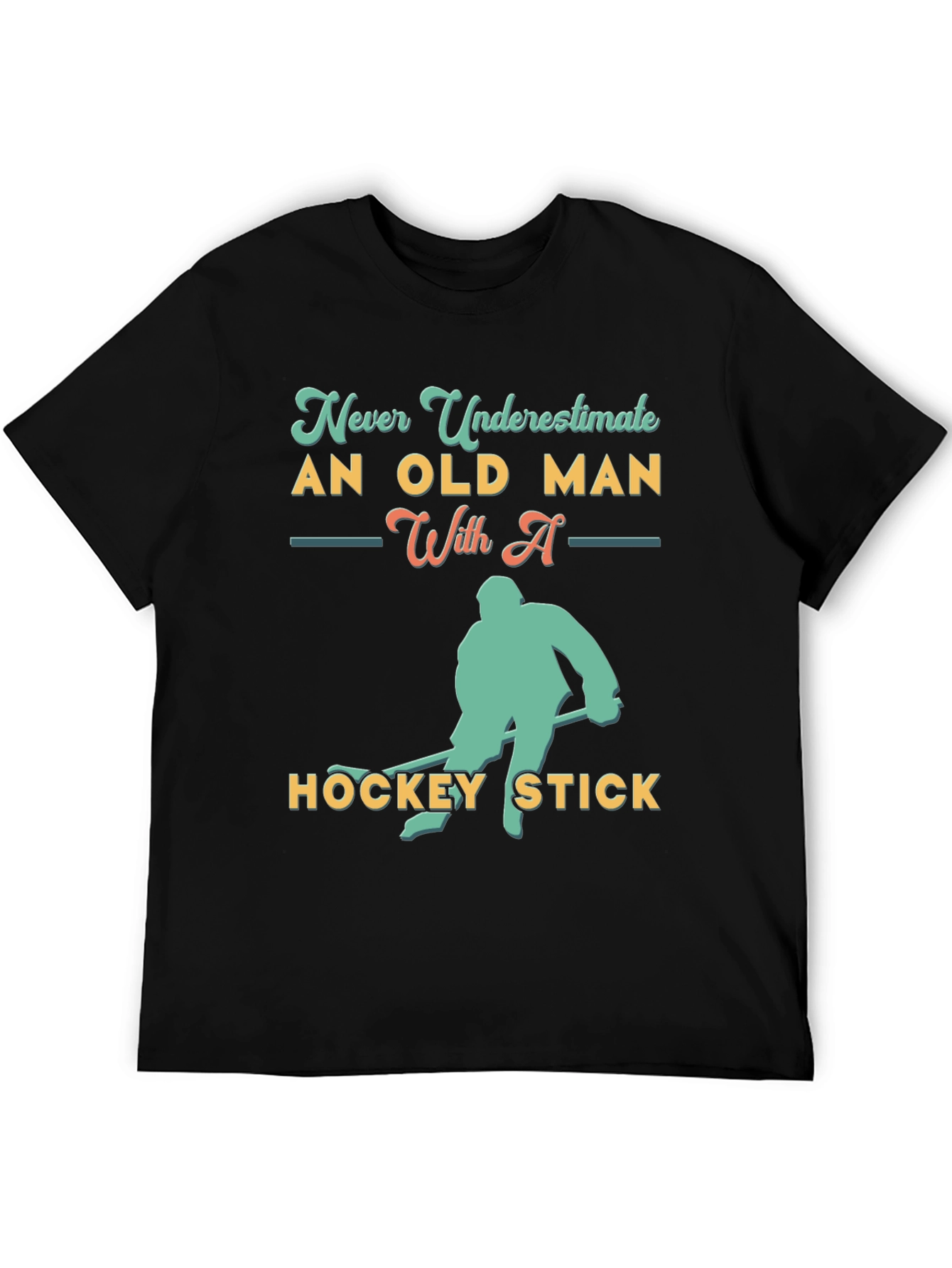 Never Underestimate Old Man Hockey T-Shirt