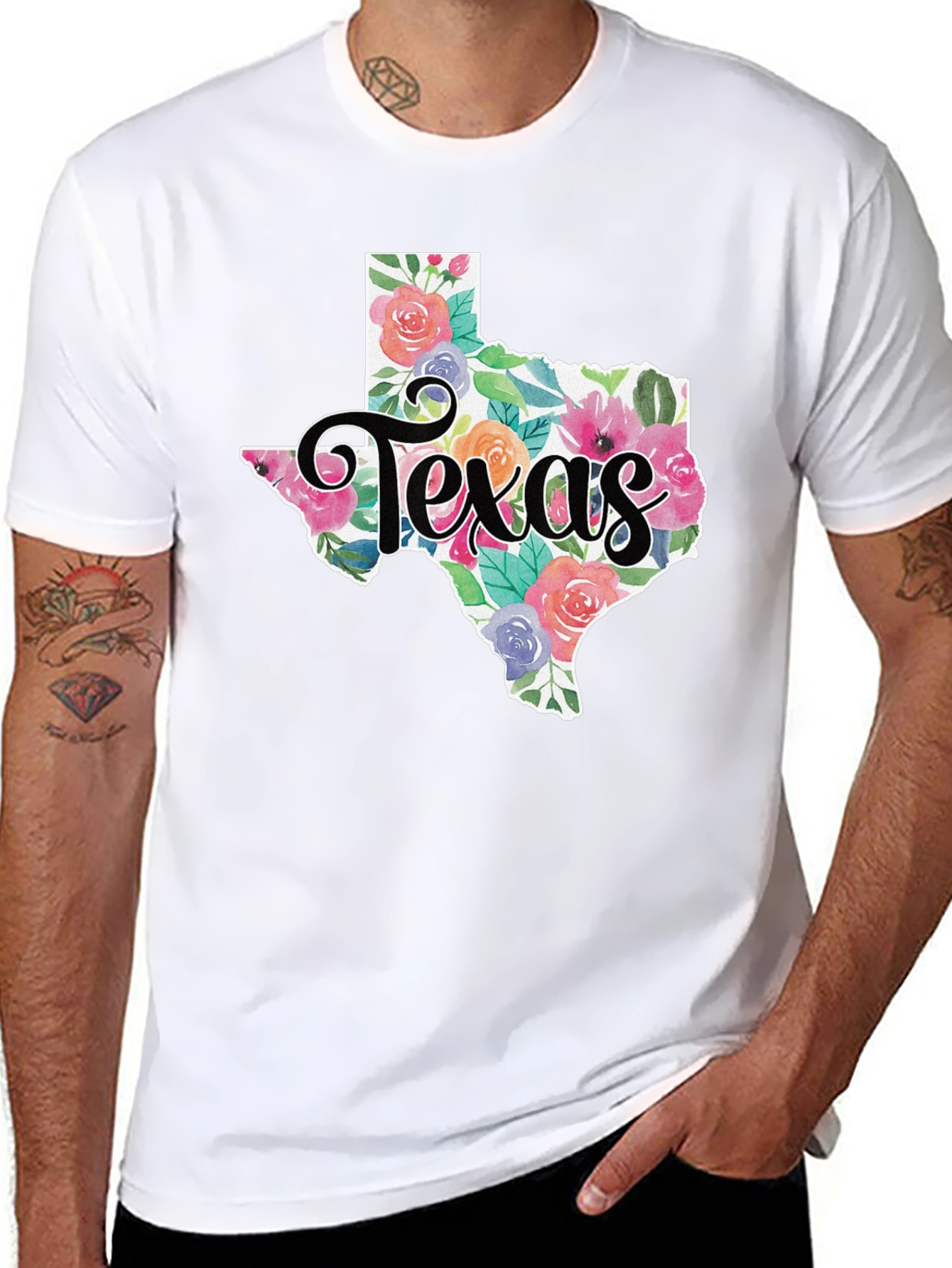 Floral Texas State T-Shirt Soft Cotton Tee