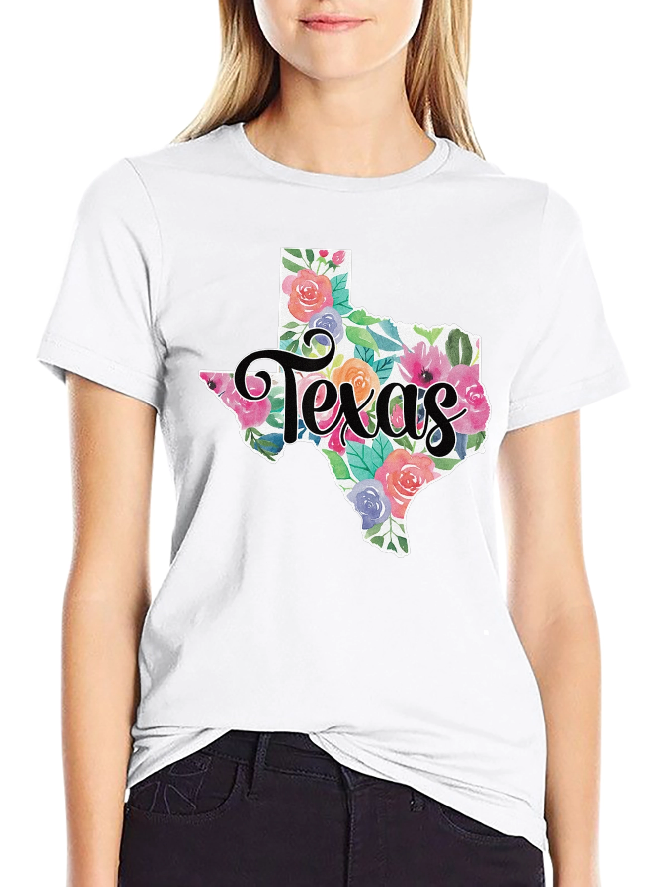 Floral Texas State T-Shirt Soft Cotton Tee