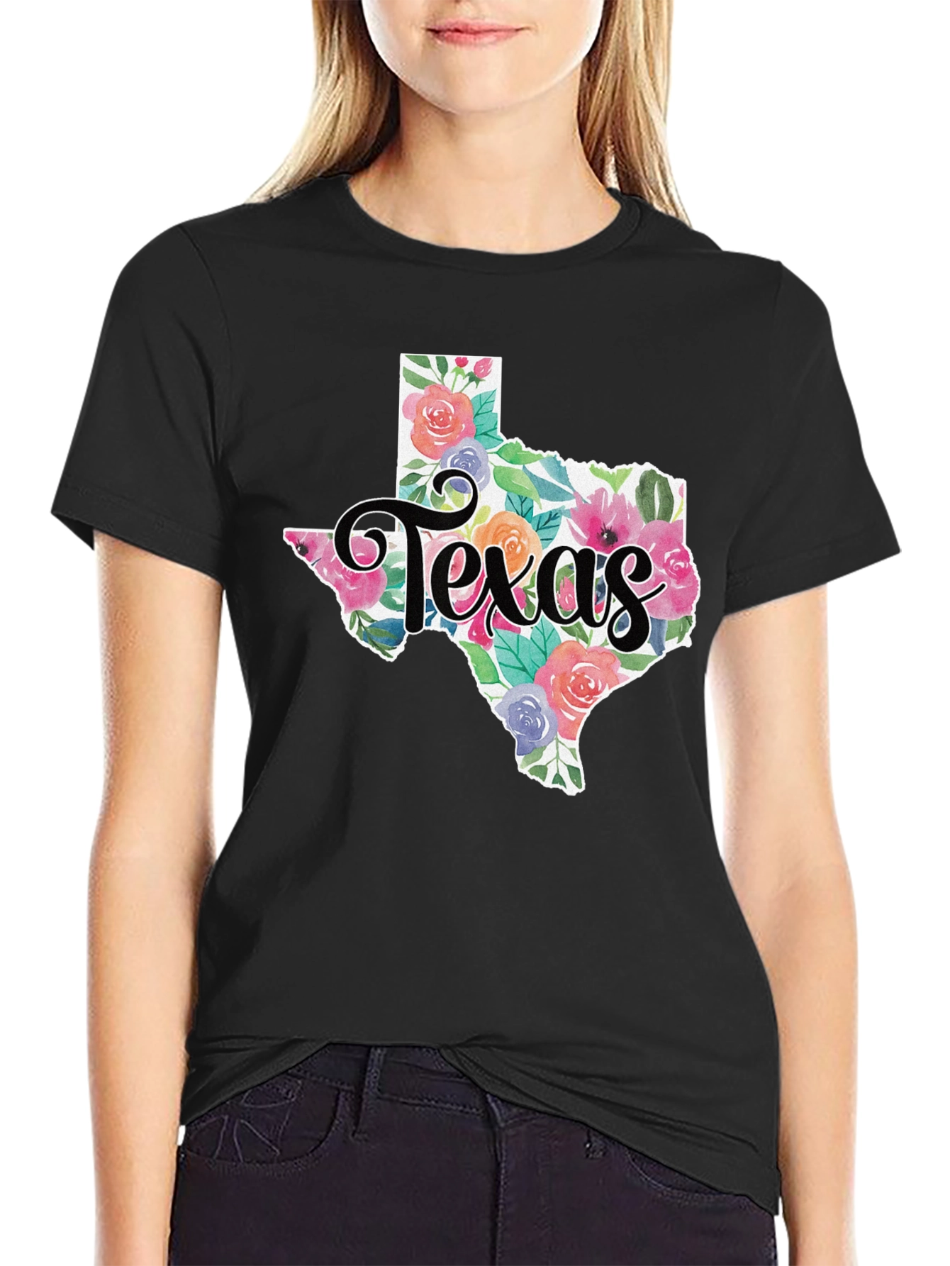 Floral Texas State T-Shirt Soft Cotton Tee