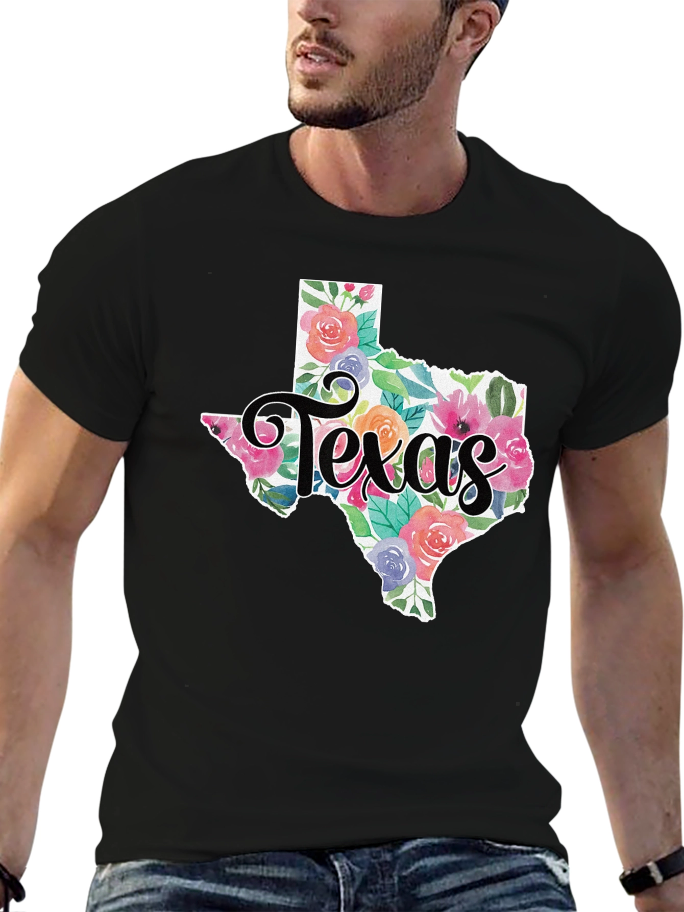 Floral Texas State T-Shirt Soft Cotton Tee