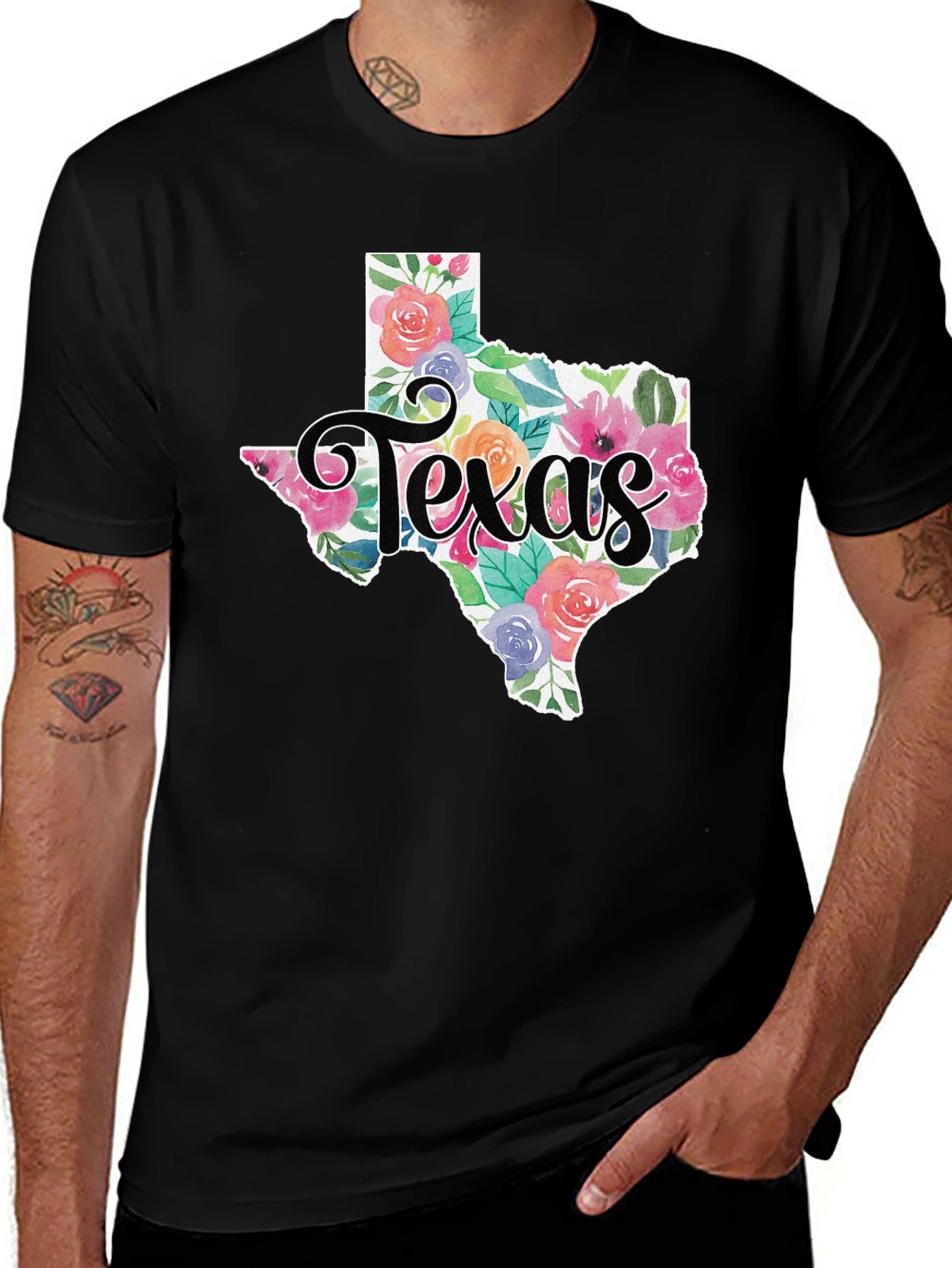Floral Texas State T-Shirt Soft Cotton Tee