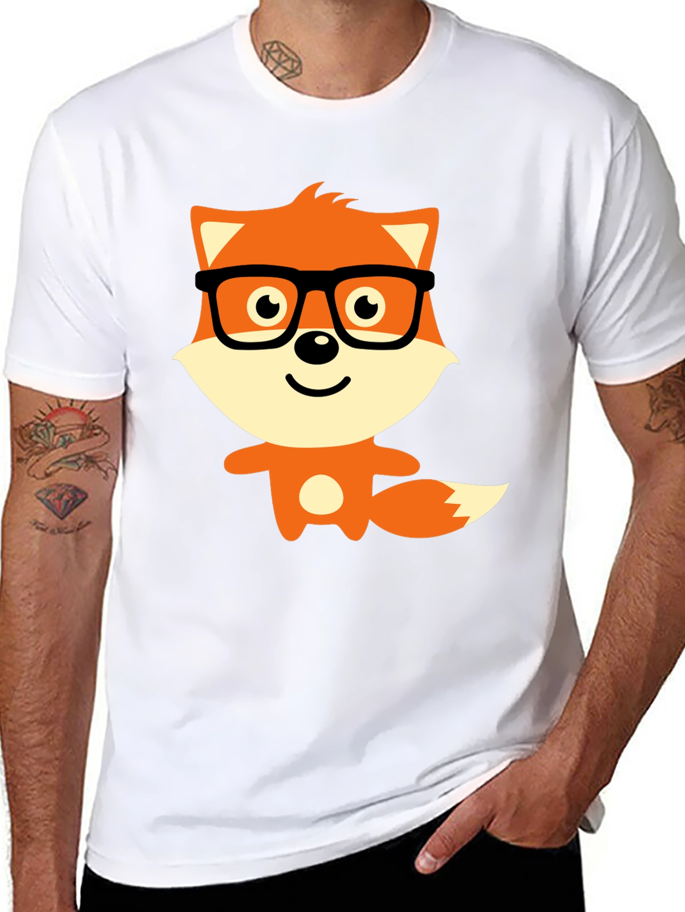 Geeky Fox Graphic Tee - Black Casual T-Shirt