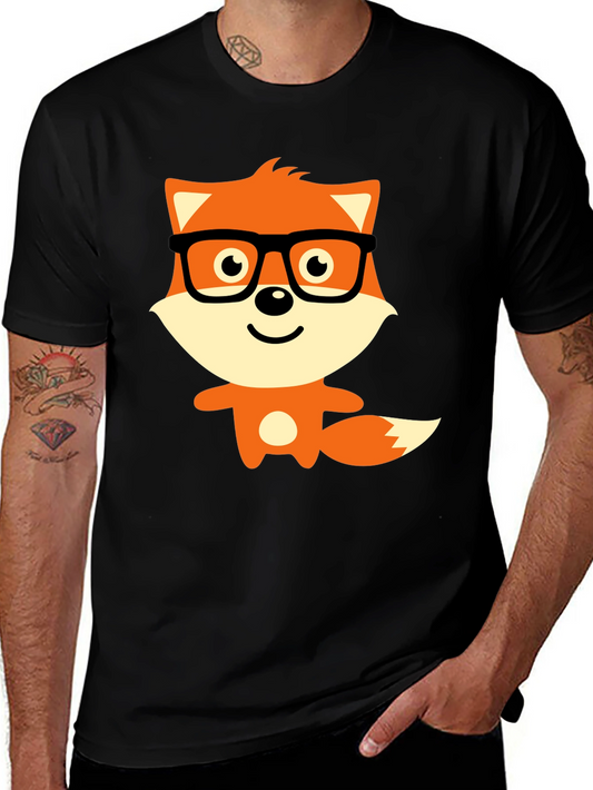 Geeky Fox Graphic Tee - Black Casual T-Shirt