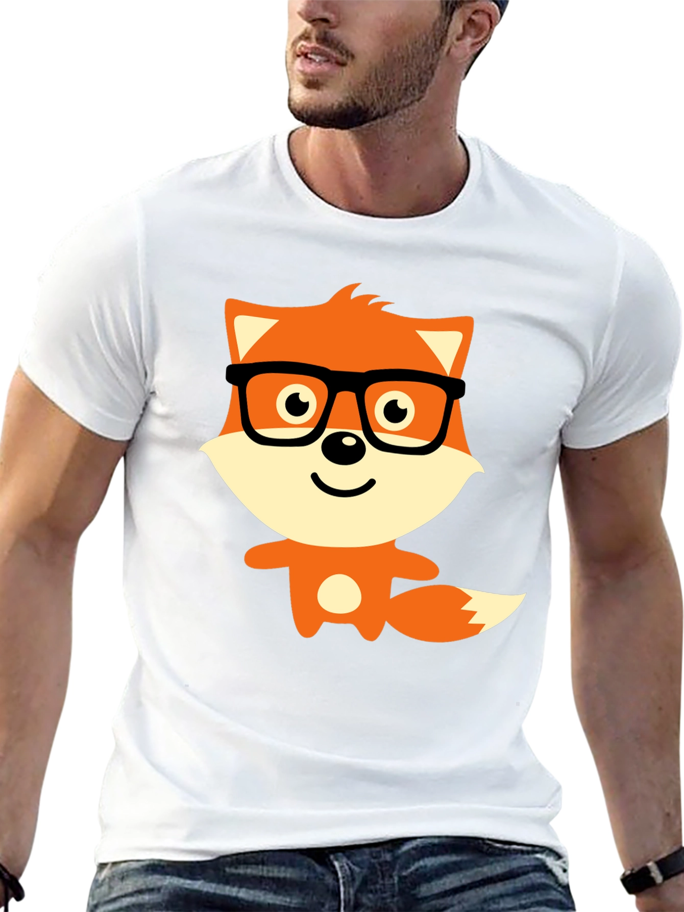 Geeky Fox Graphic Tee - Black Casual T-Shirt