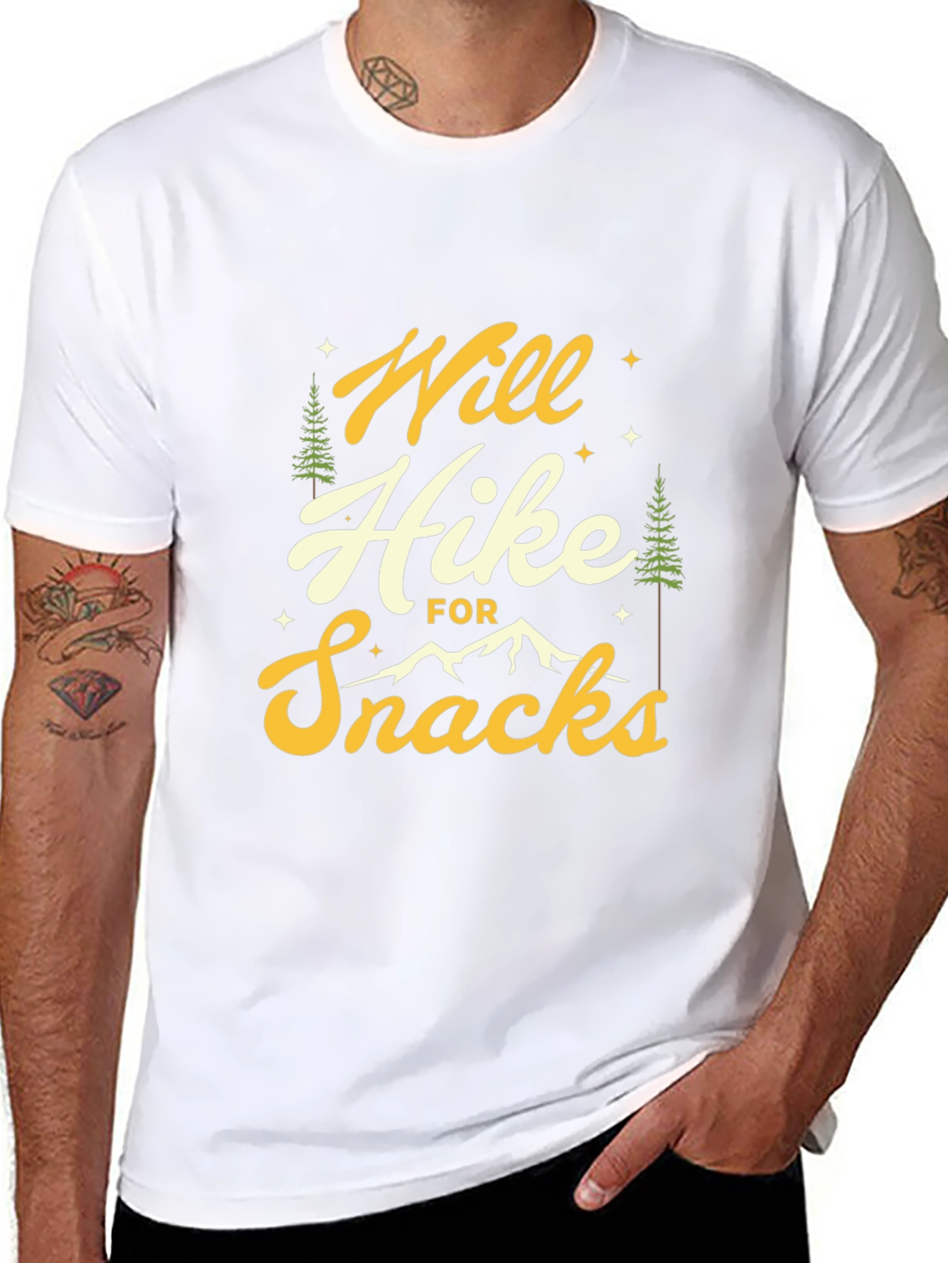 Hiker Tee: Will Hike For Snacks Graphic T-Shirt