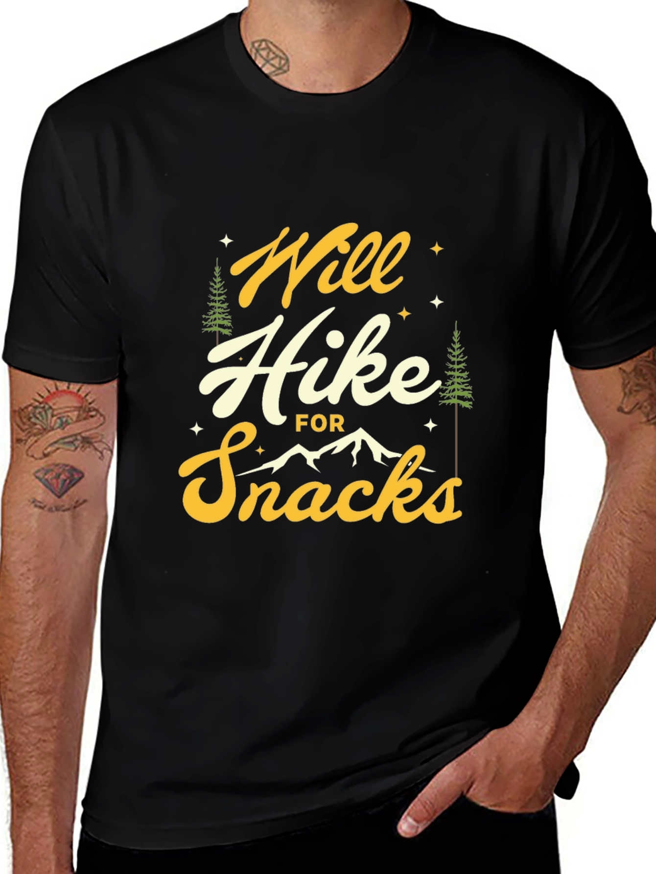 Hiker Tee: Will Hike For Snacks Graphic T-Shirt