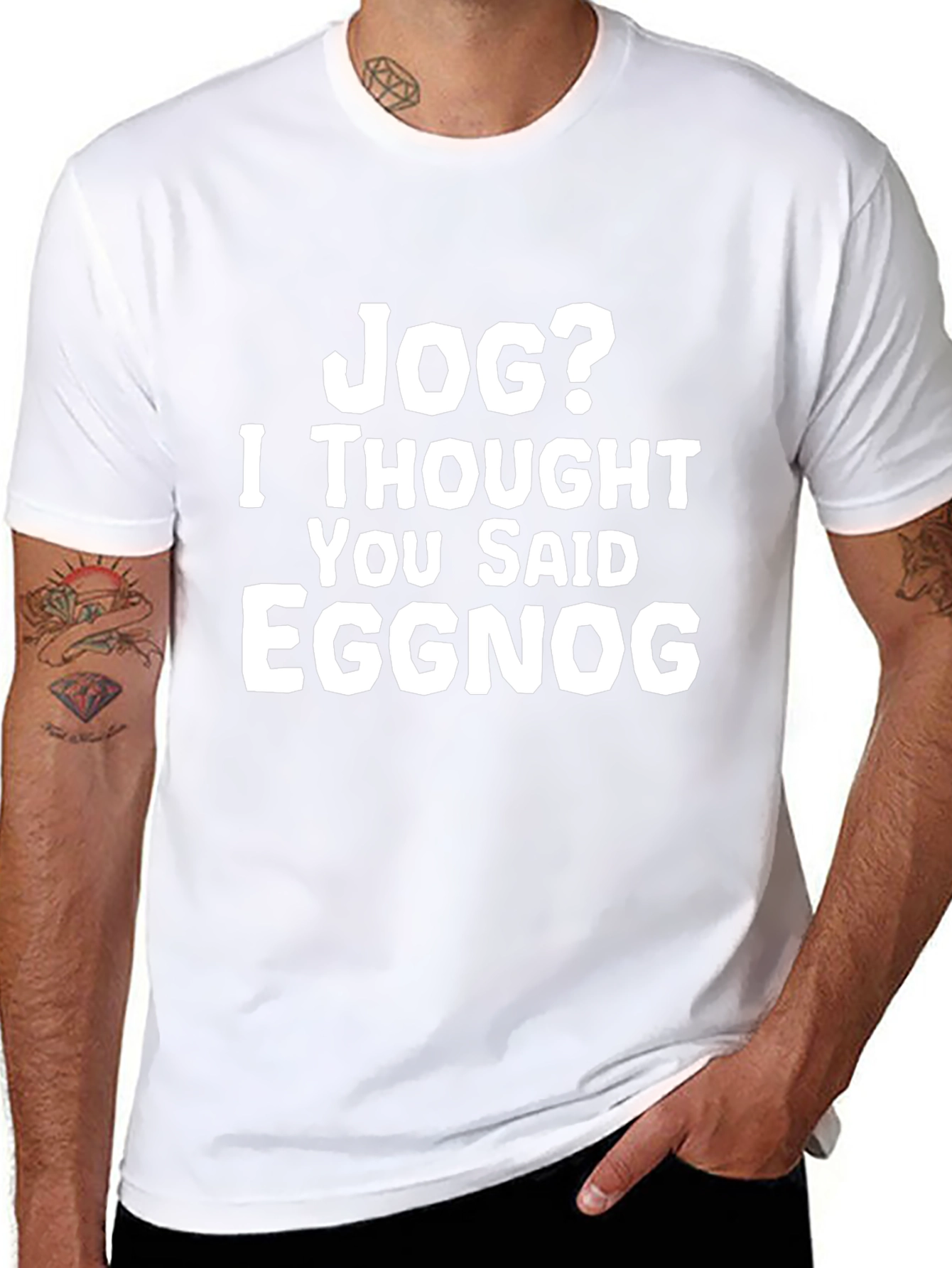 Jog? Eggnog Graphic Tee - Funny Holiday T-Shirt