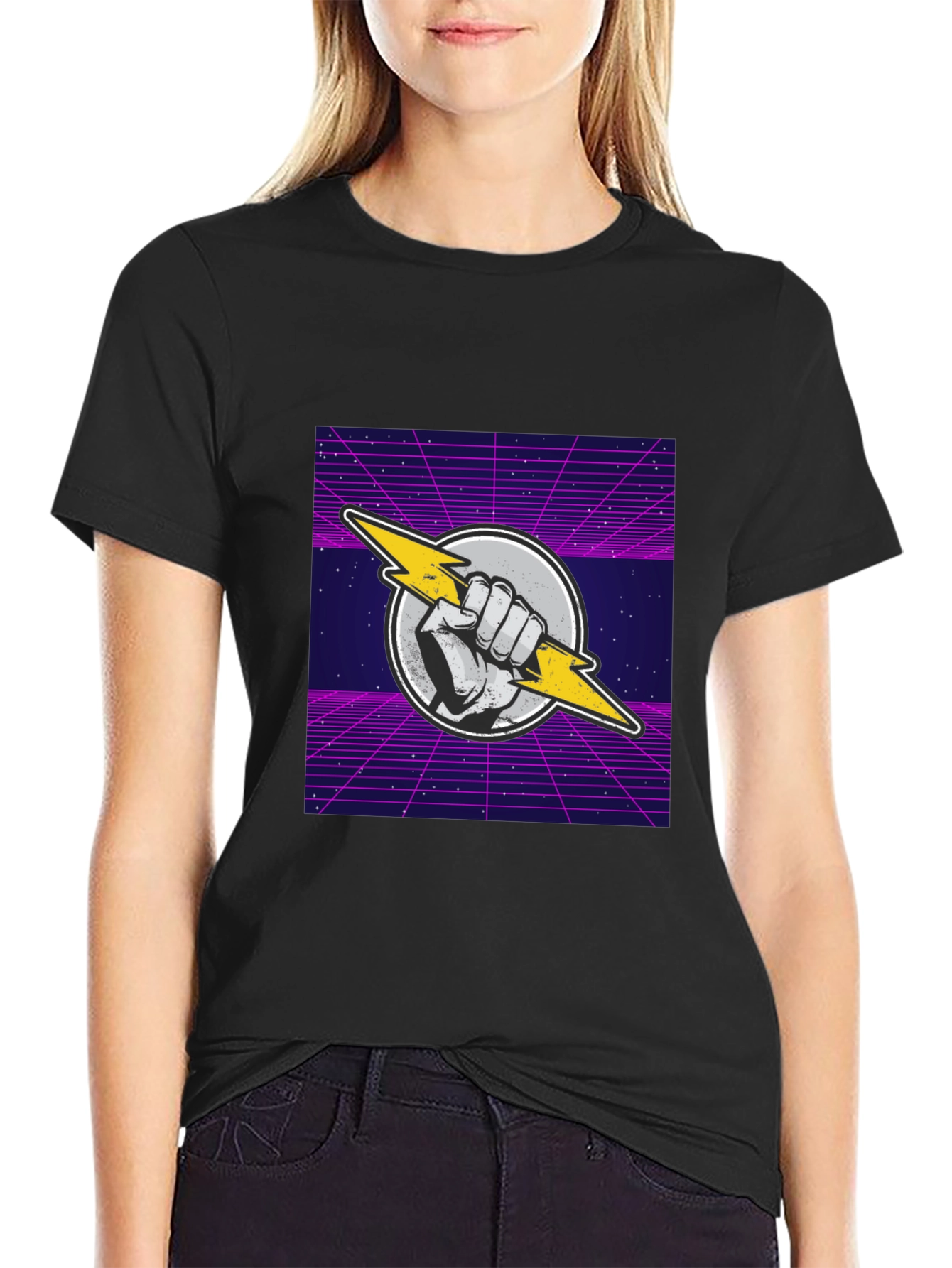 Retro Lightning Bolt Graphic T-Shirt