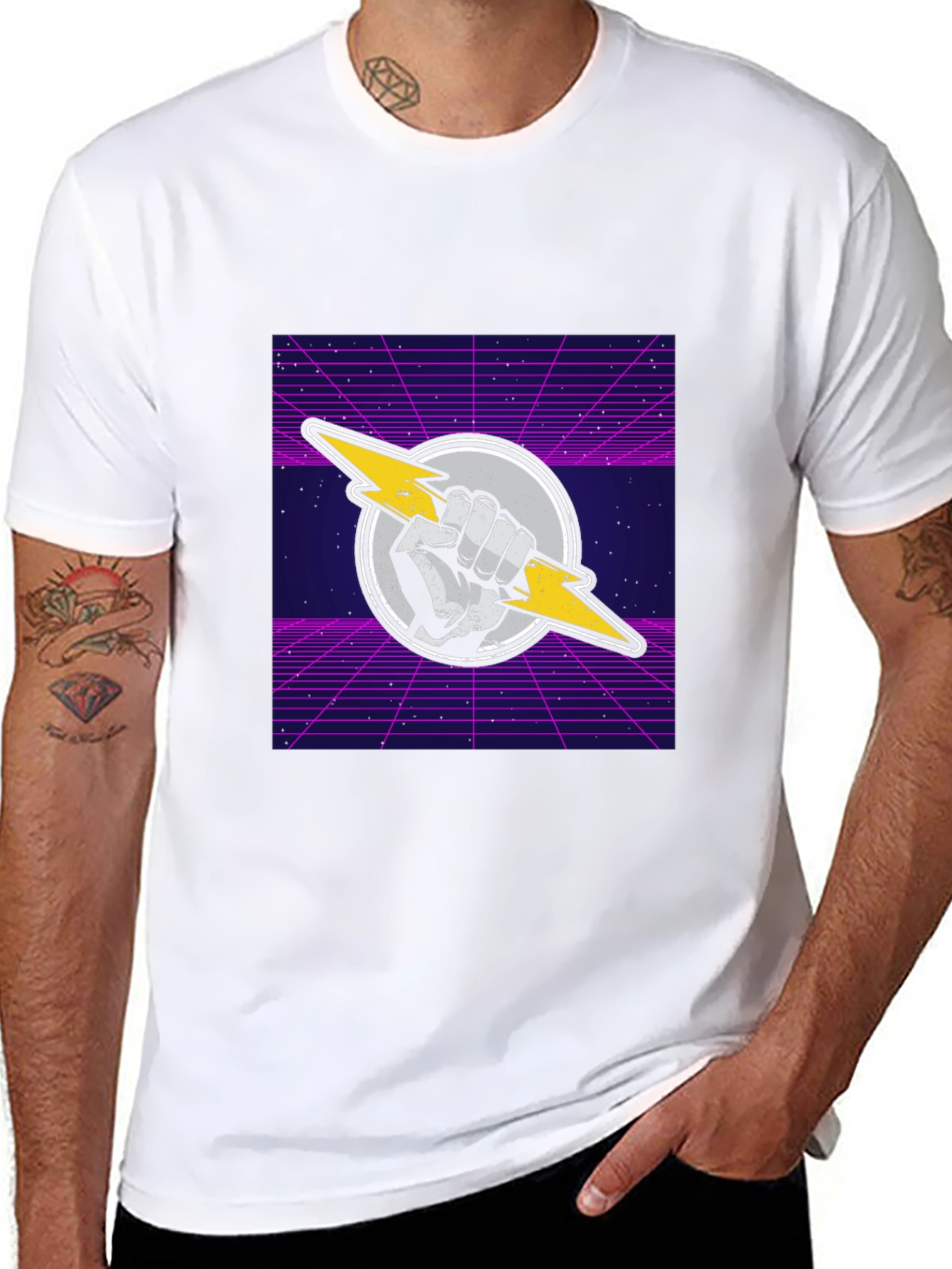 Retro Lightning Bolt Graphic T-Shirt