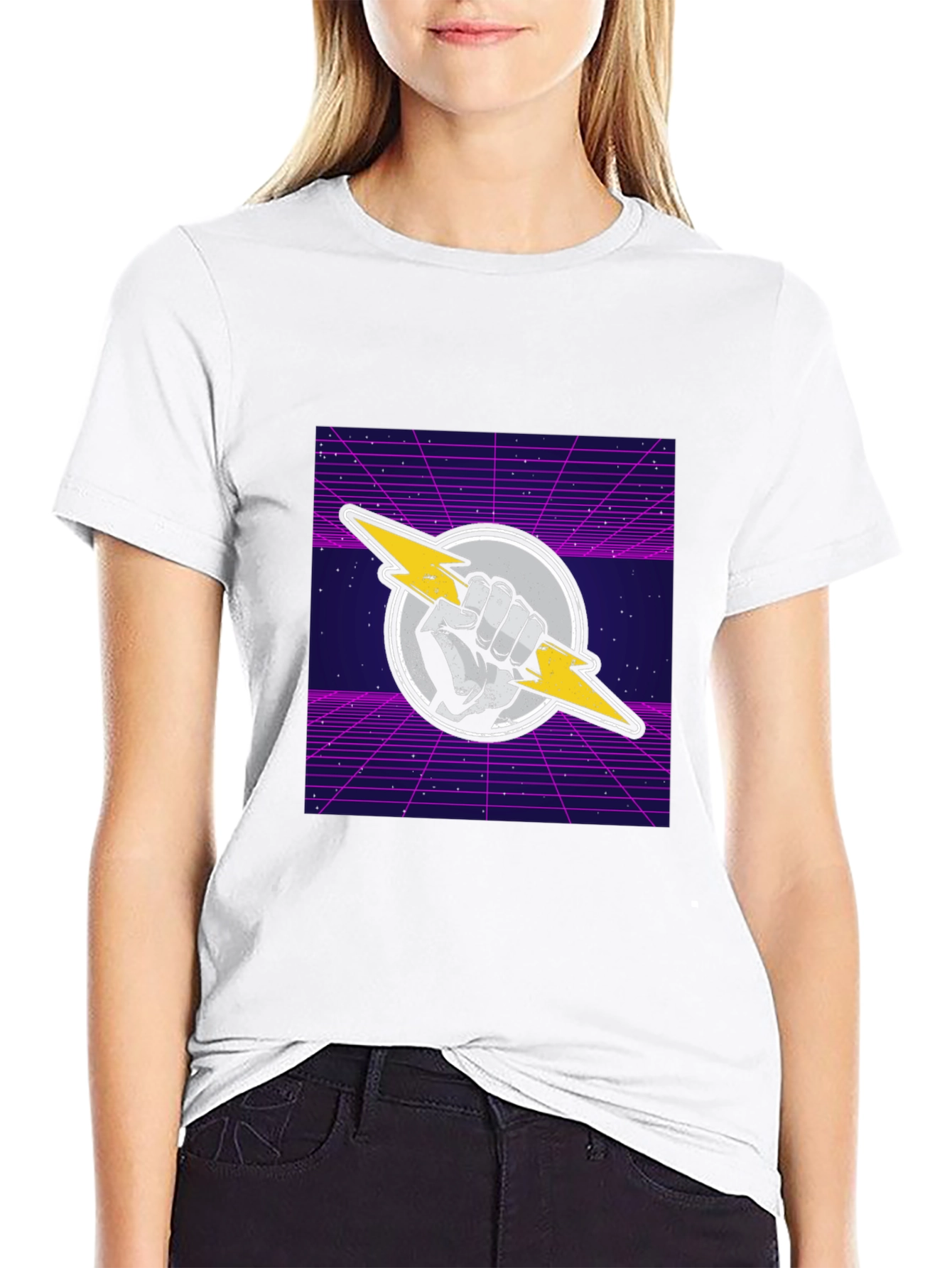 Retro Lightning Bolt Graphic T-Shirt