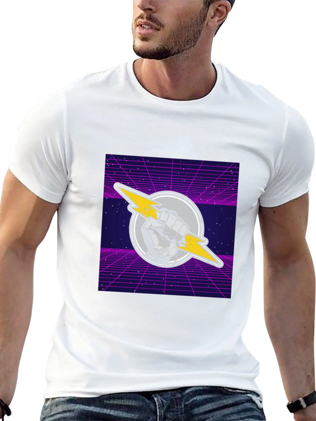 Retro Lightning Bolt Graphic T-Shirt