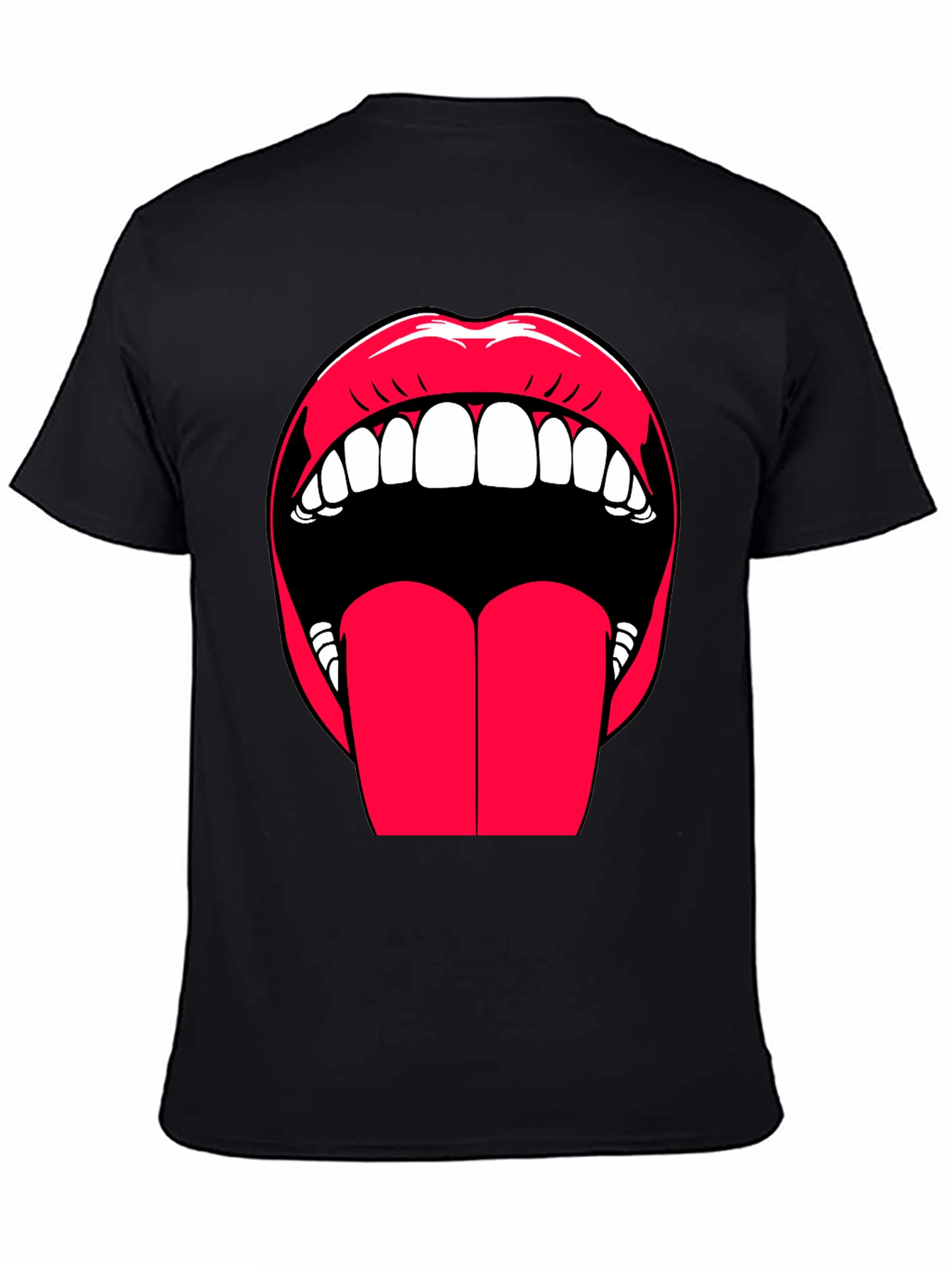 Bold Lips Graphic Tee - Expressive Black Cotton T-Shirt