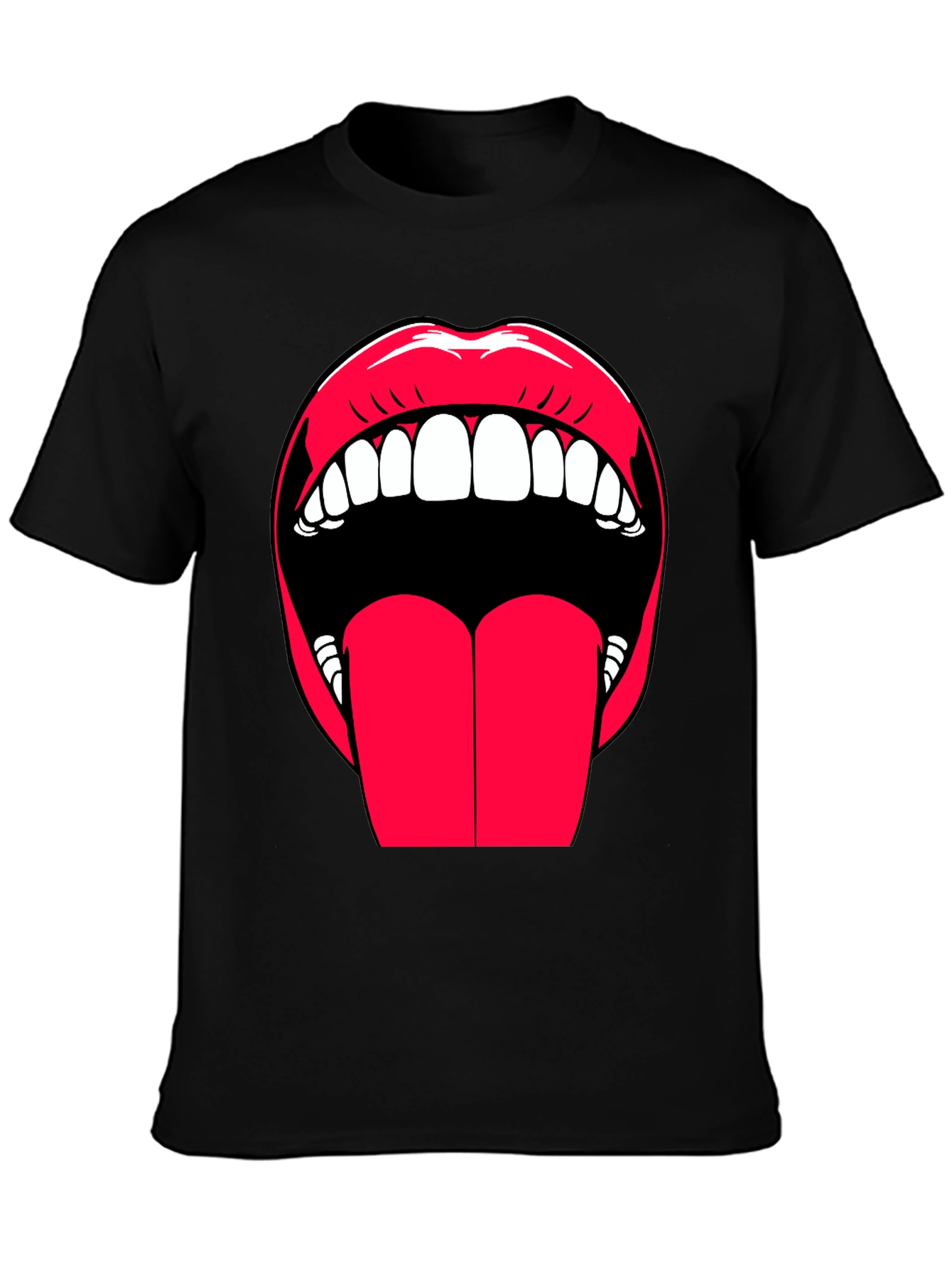 Bold Lips Graphic Tee - Expressive Black Cotton T-Shirt