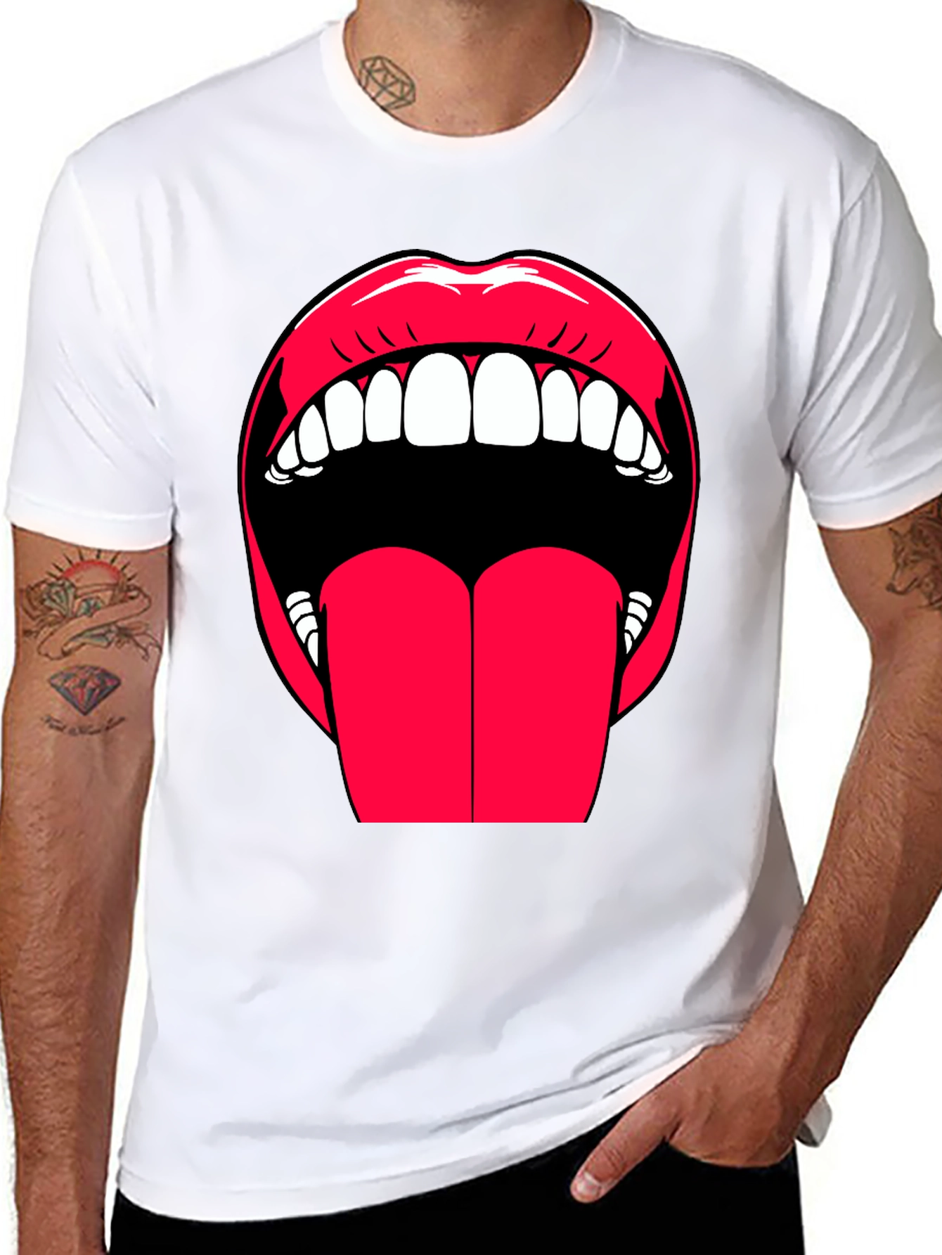 Bold Lips Graphic Tee - Expressive Black Cotton T-Shirt