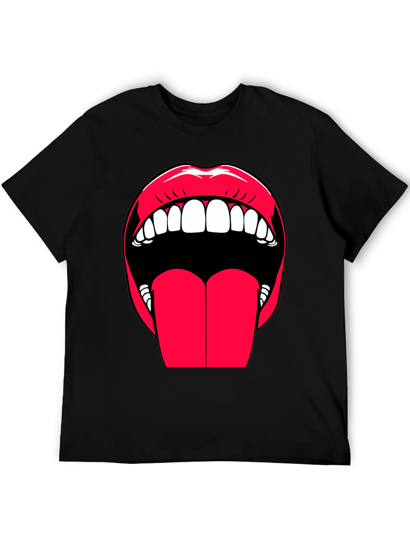Bold Lips Graphic Tee - Expressive Black Cotton T-Shirt