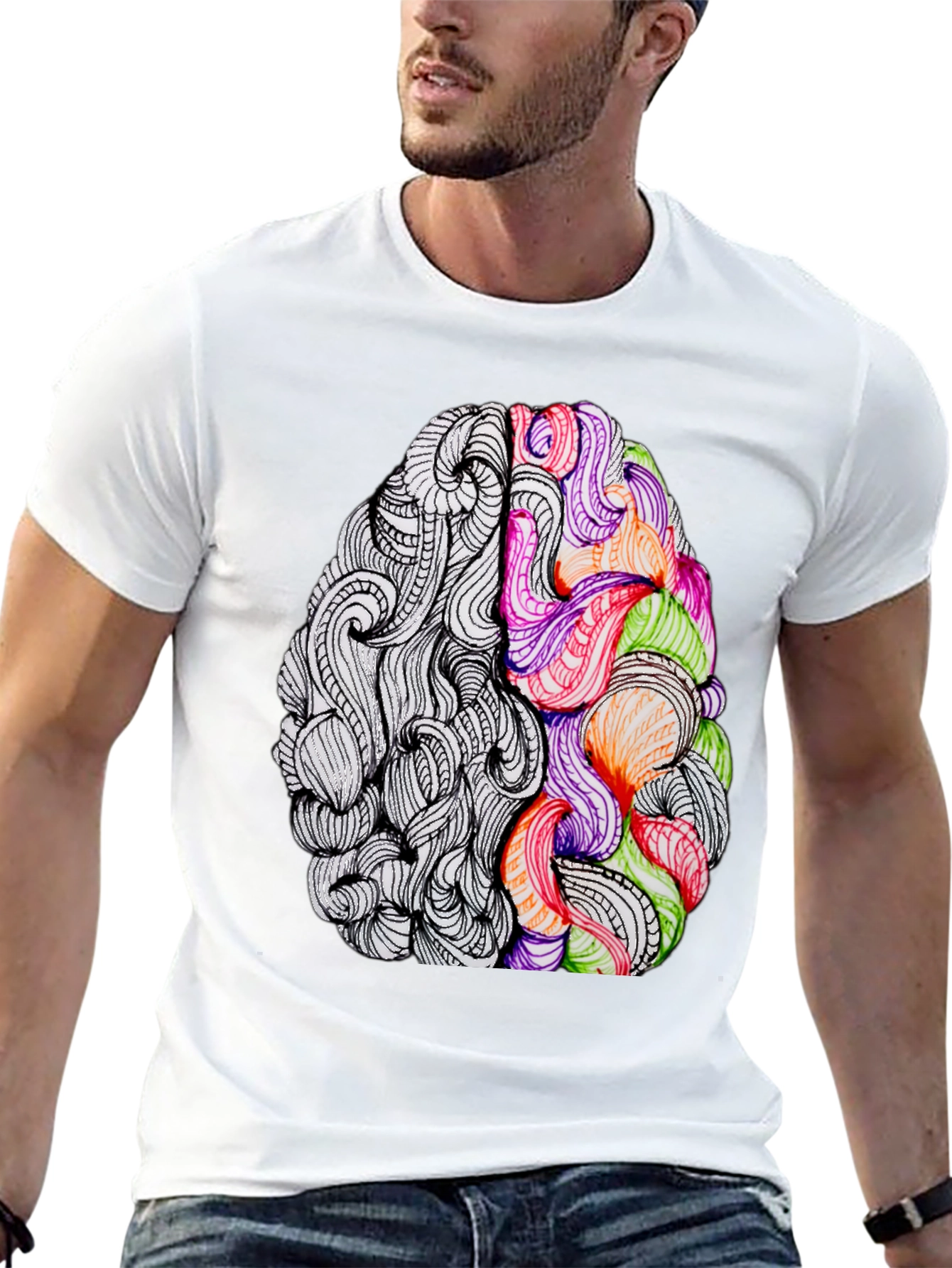 Brain Art Graphic Tee - Creative Thinking T-Shirt