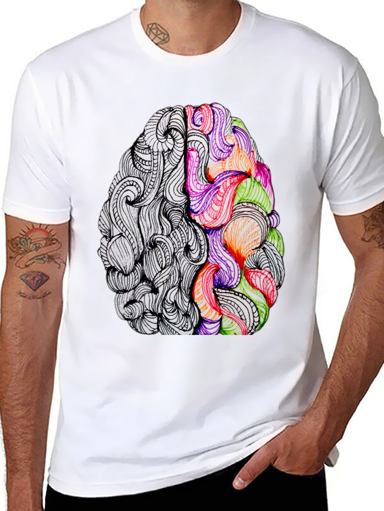 Brain Art Graphic Tee - Creative Thinking T-Shirt