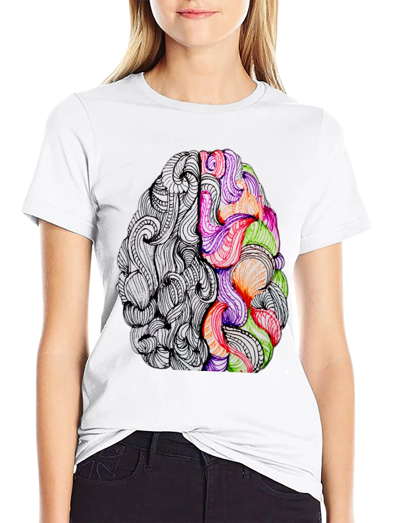 Brain Art Graphic Tee - Creative Thinking T-Shirt