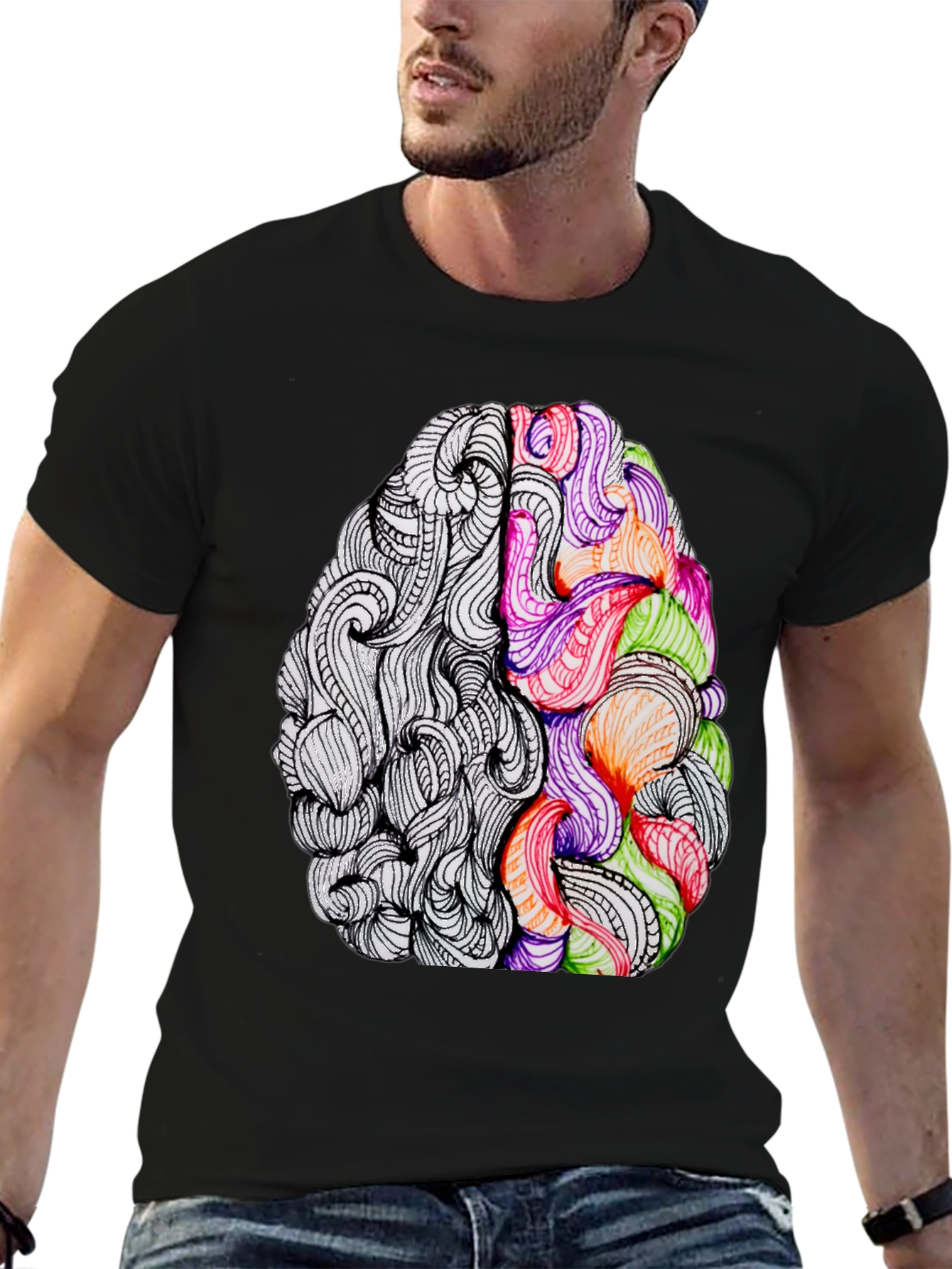 Brain Art Graphic Tee - Creative Thinking T-Shirt