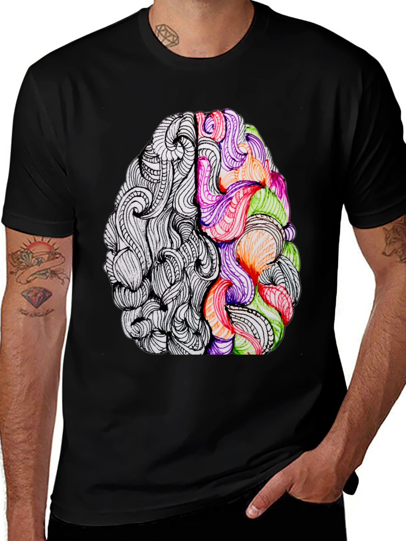 Brain Art Graphic Tee - Creative Thinking T-Shirt