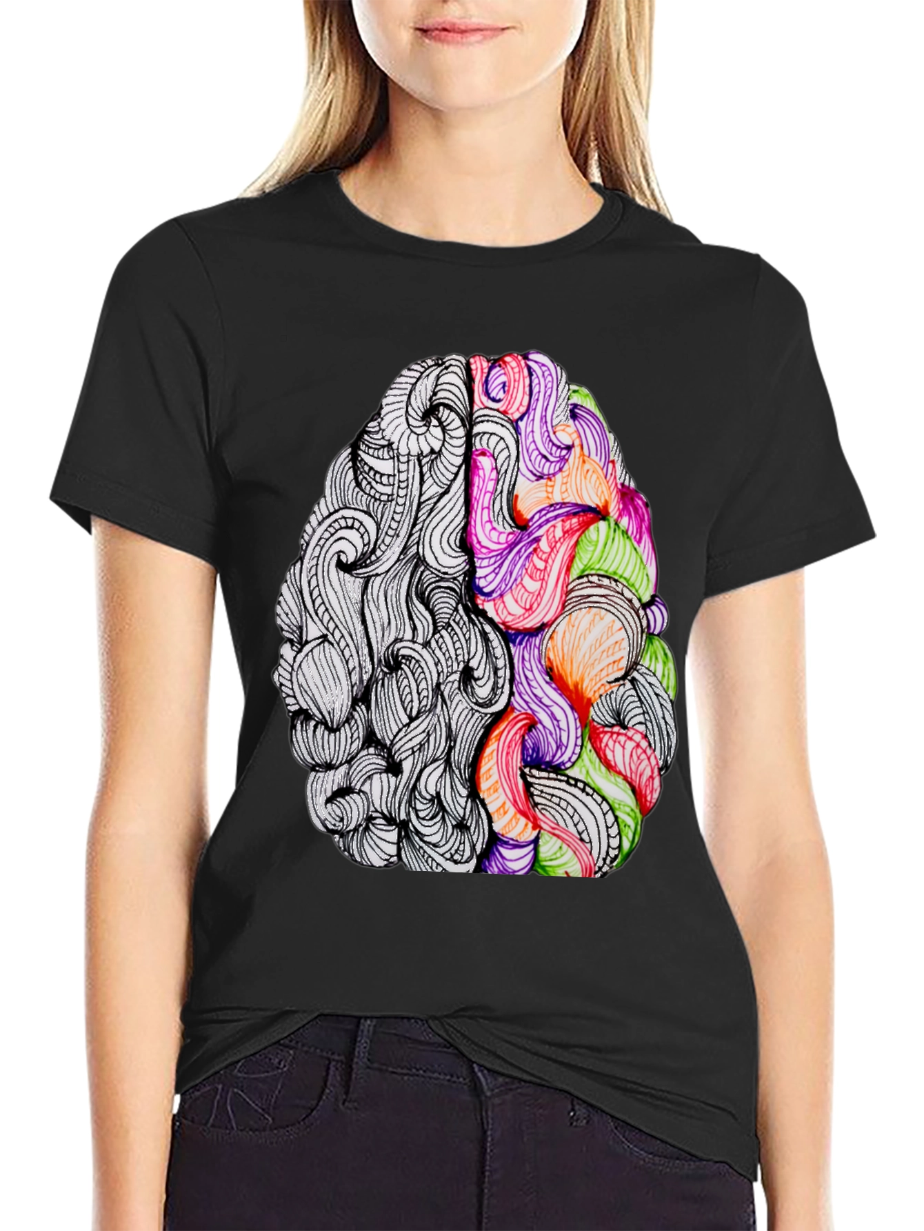 Brain Art Graphic Tee - Creative Thinking T-Shirt