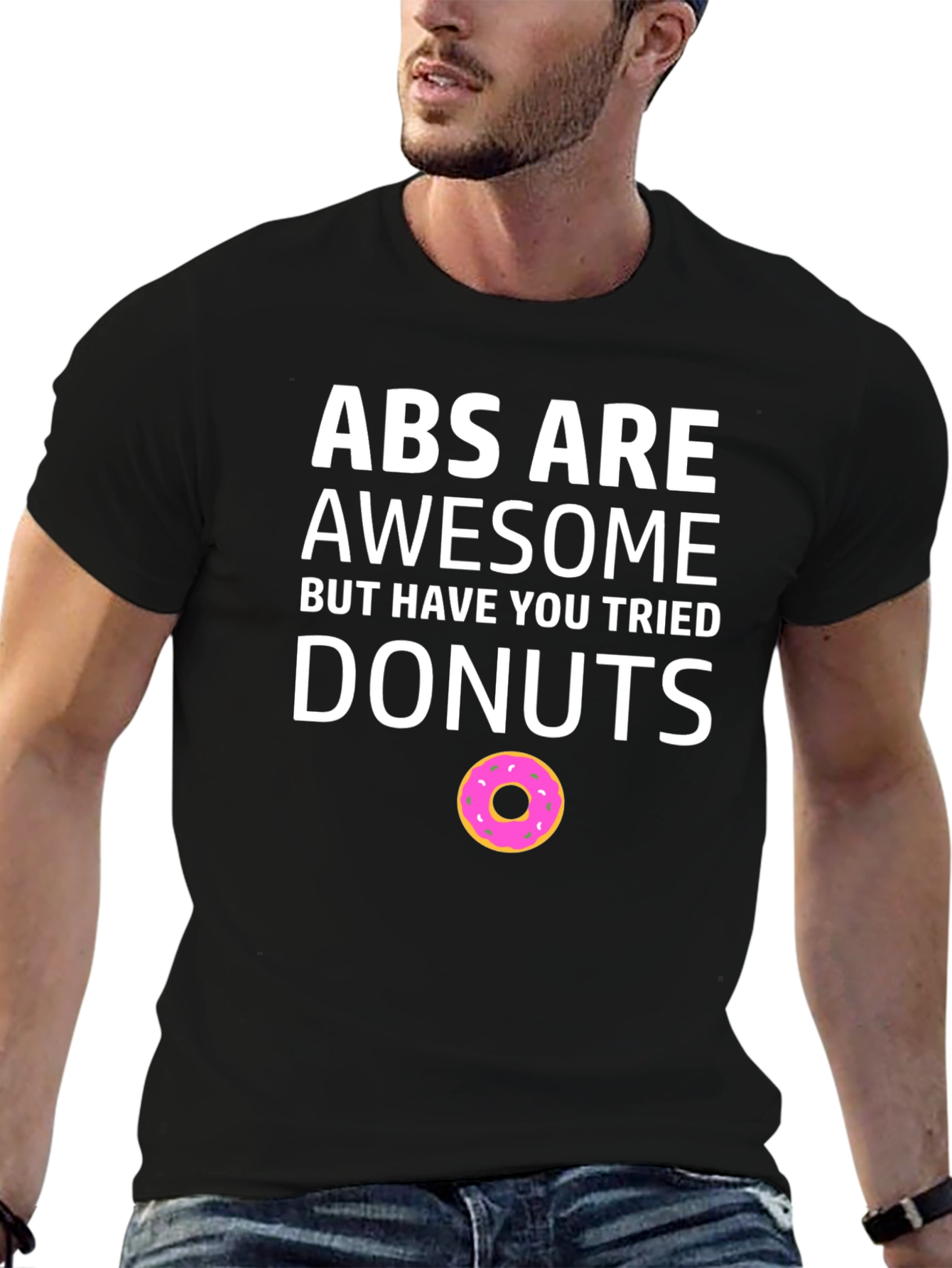 Funny Abs vs Donuts Black T-Shirt
