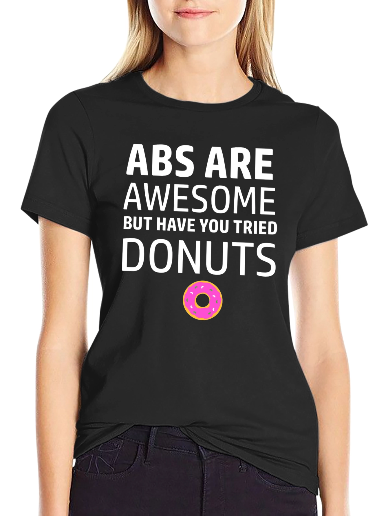 Funny Abs vs Donuts Black T-Shirt