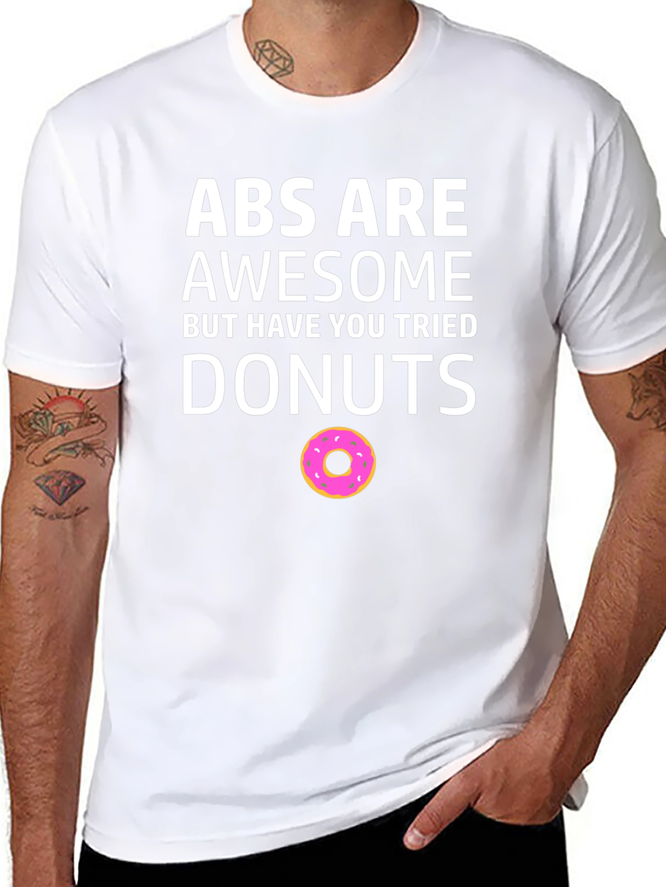 Funny Abs vs Donuts Black T-Shirt