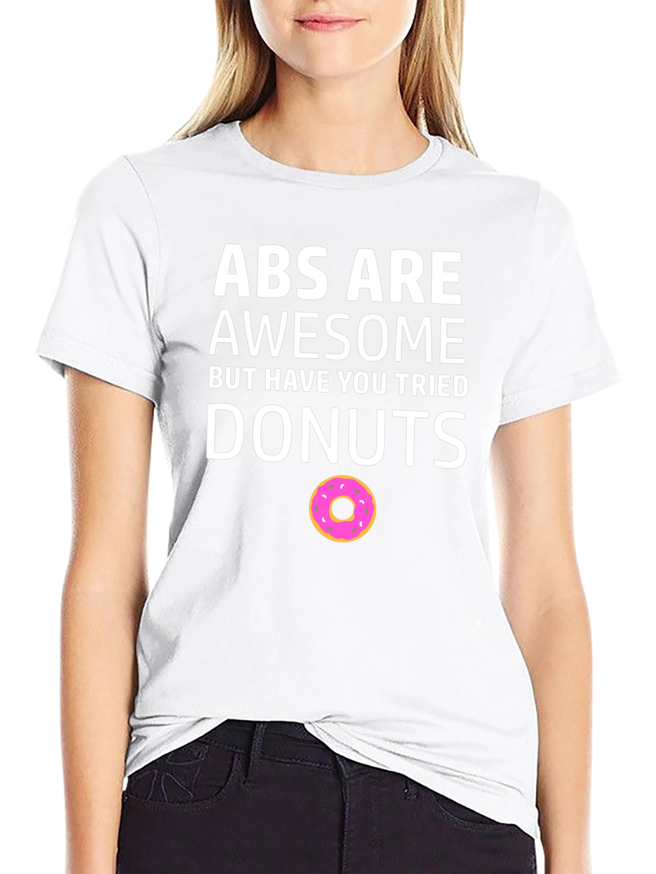 Funny Abs vs Donuts Black T-Shirt
