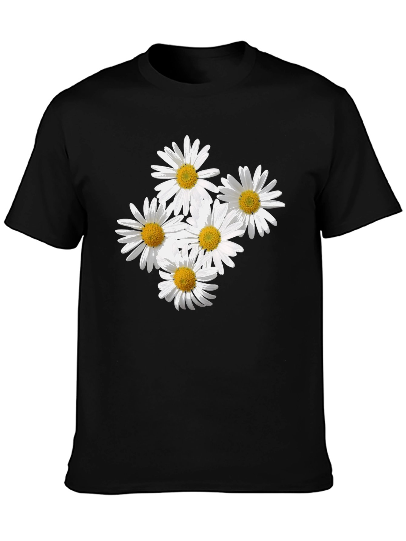 Daisy Flower Graphic Black T-Shirt