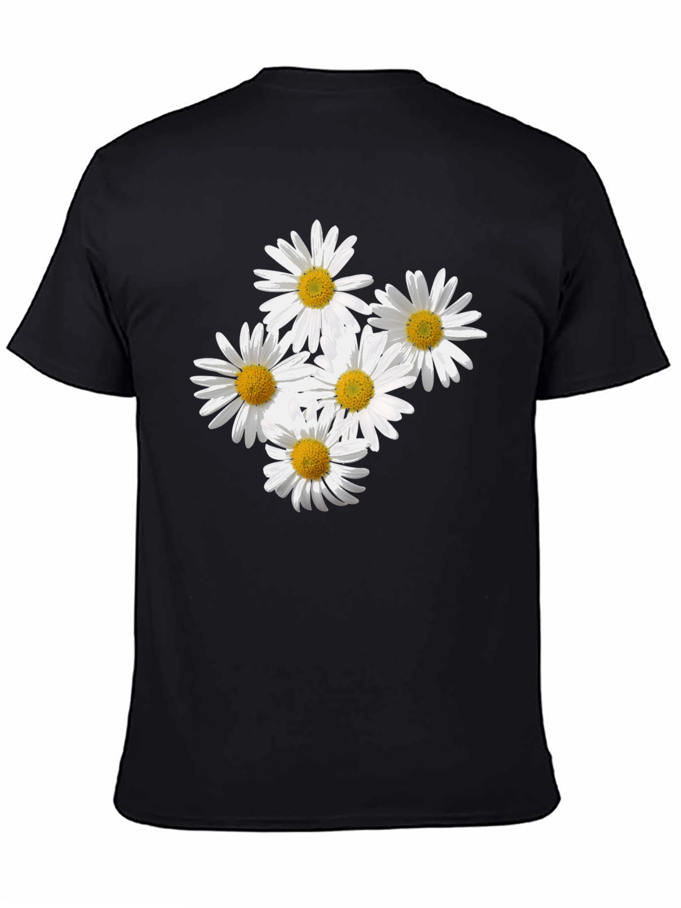 Daisy Flower Graphic Black T-Shirt