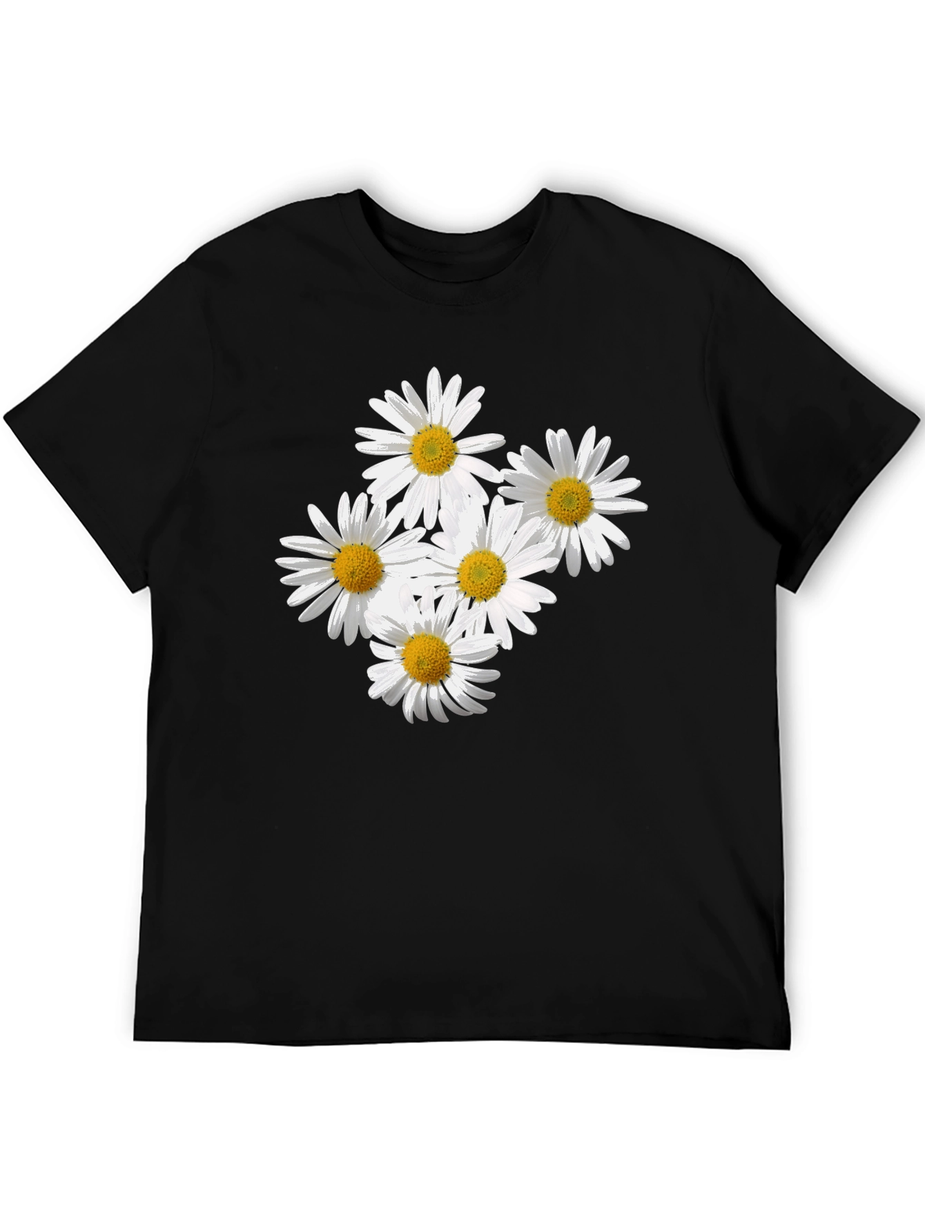Daisy Flower Graphic Black T-Shirt