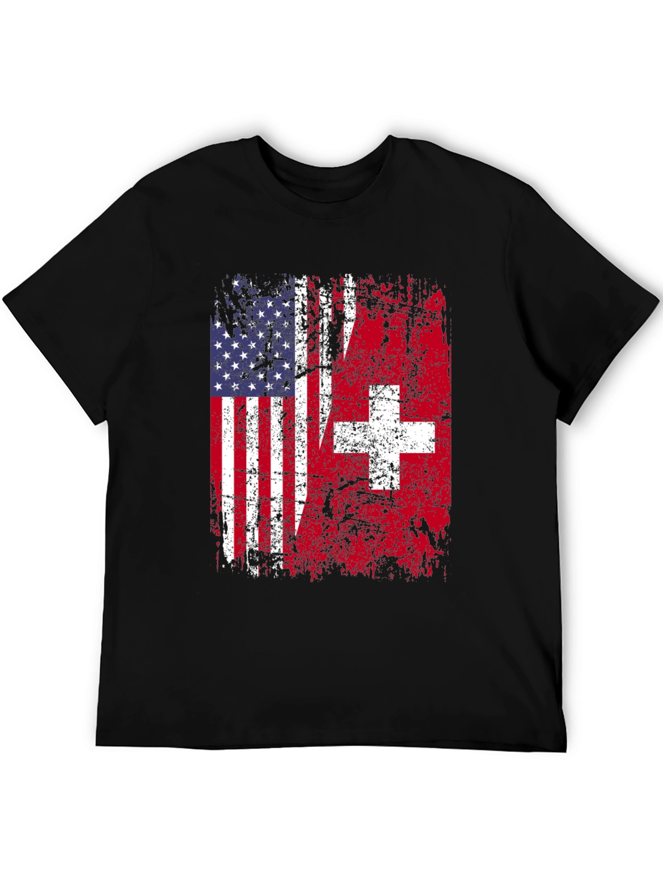 USA Switzerland Flag Graphic T-Shirt