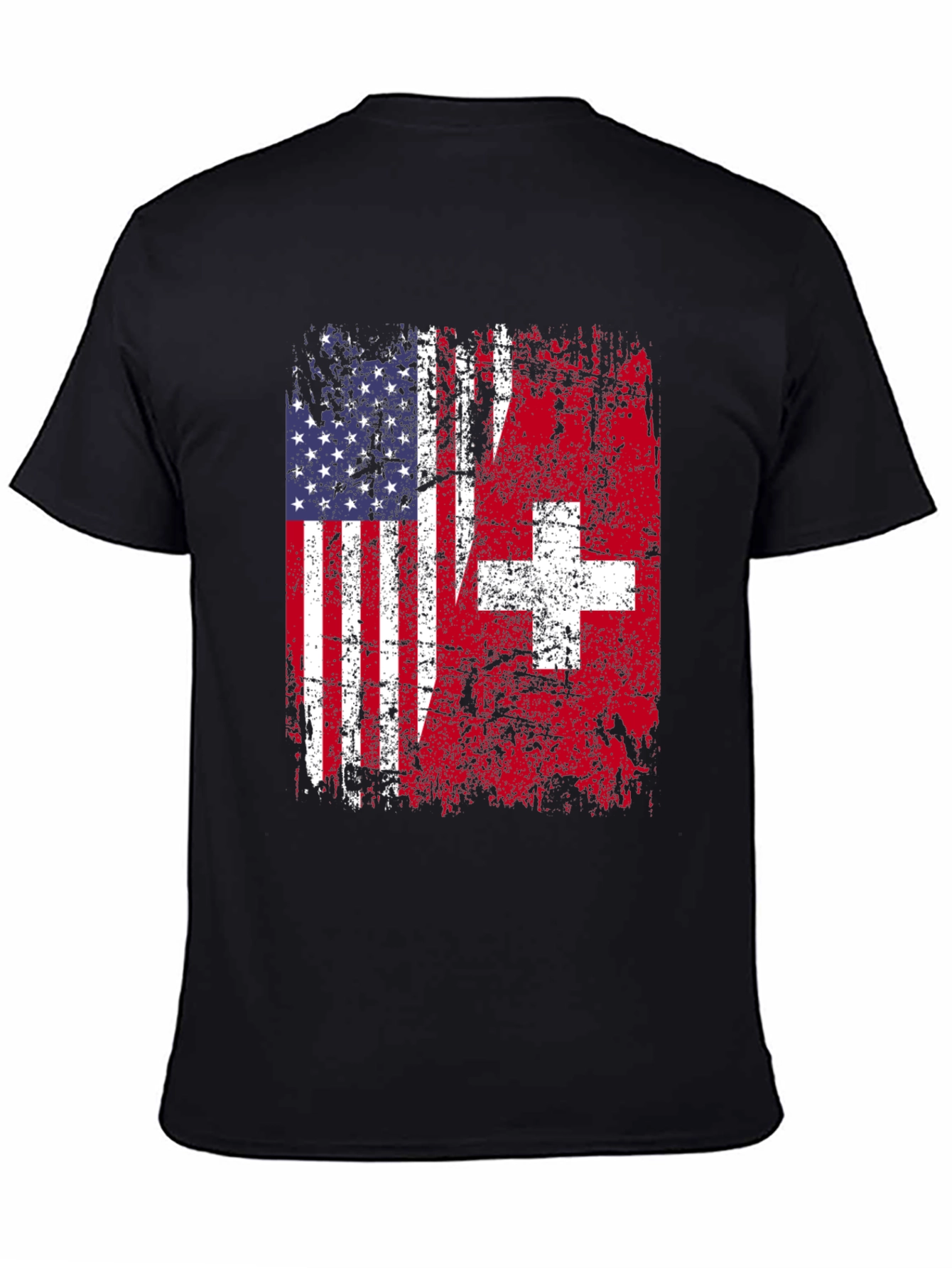 USA Switzerland Flag Graphic T-Shirt