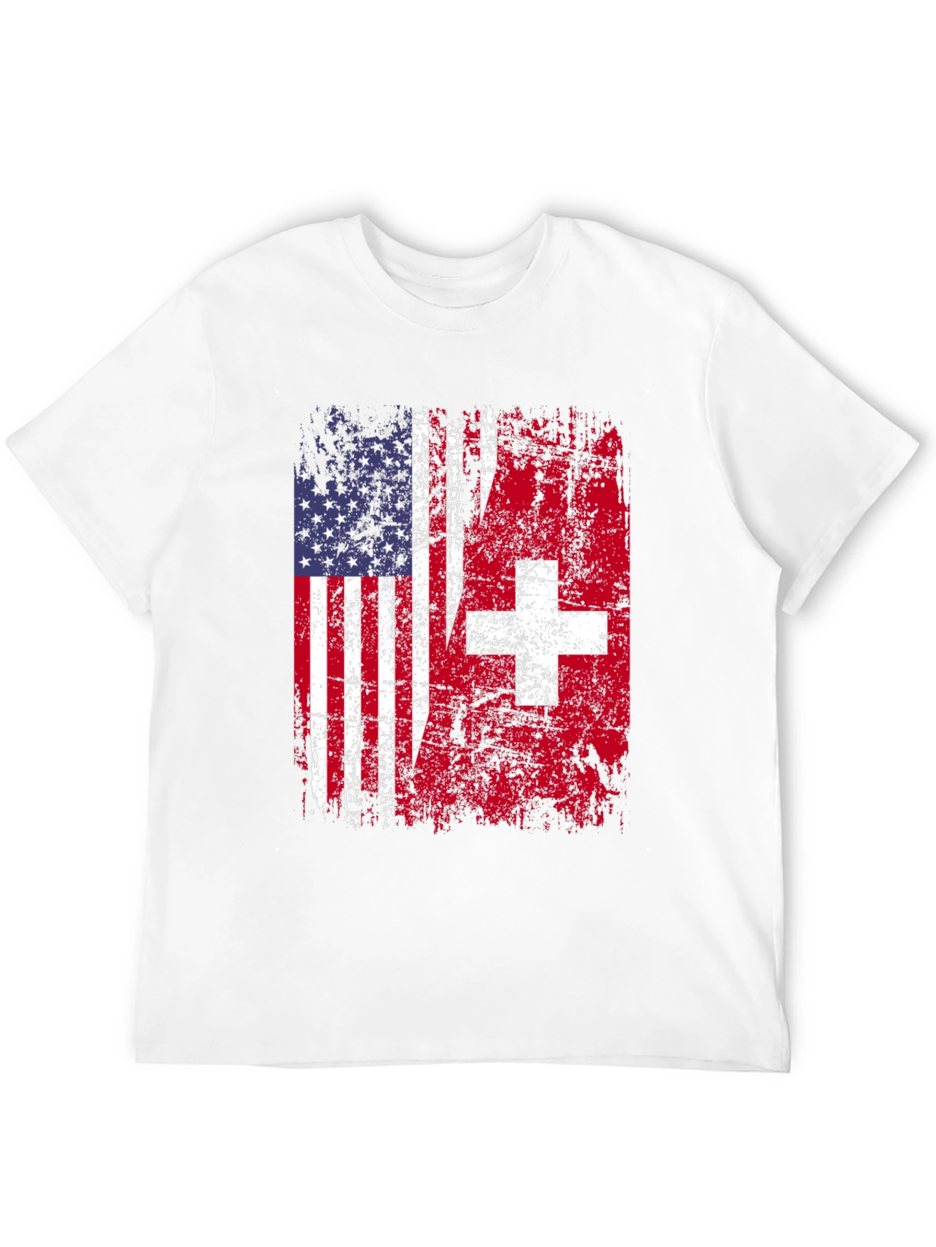 USA Switzerland Flag Graphic T-Shirt