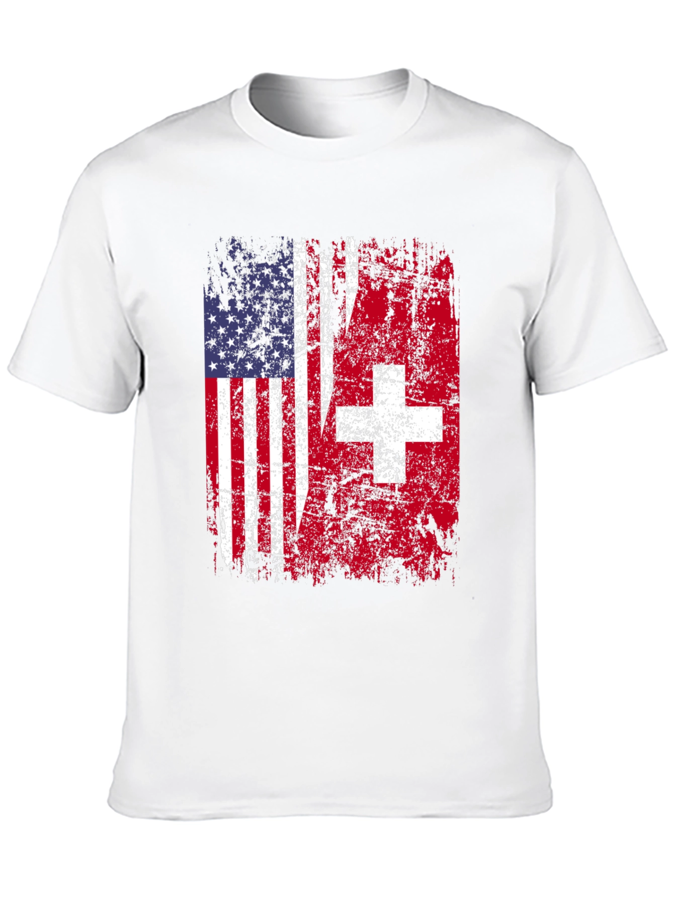 USA Switzerland Flag Graphic T-Shirt