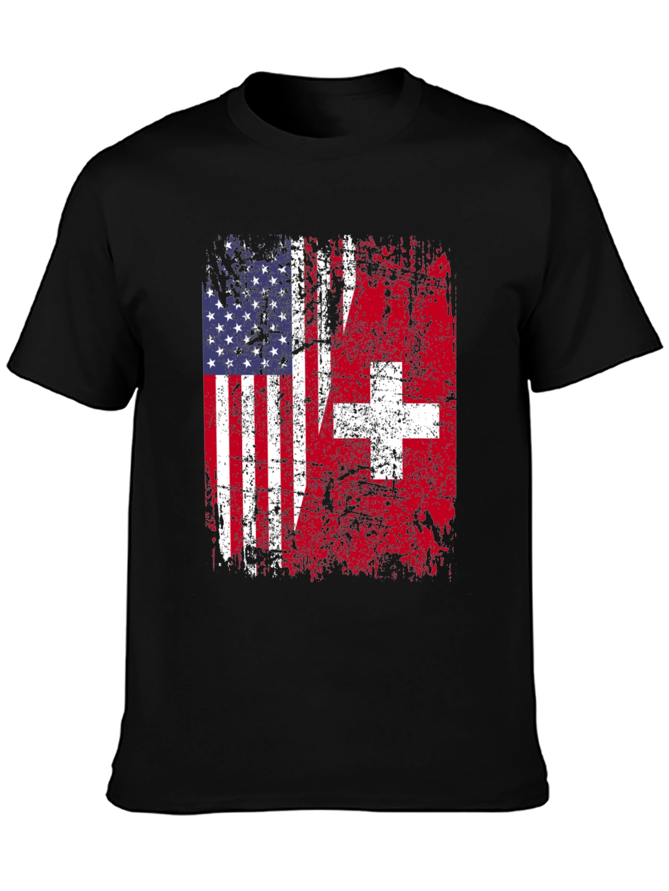 USA Switzerland Flag Graphic T-Shirt