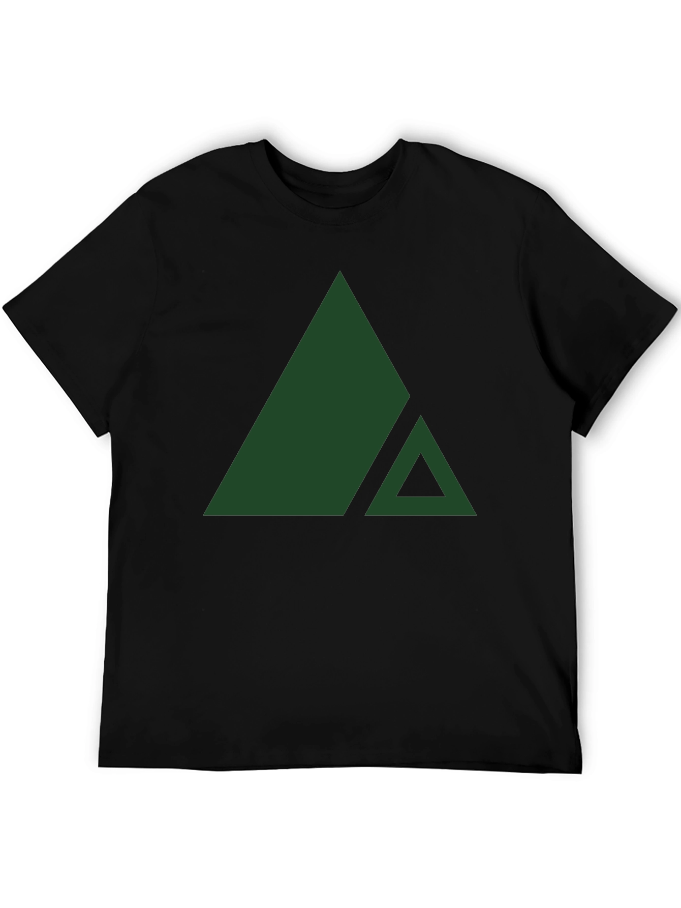 Modern Geometric Triangle Graphic Tee - Black