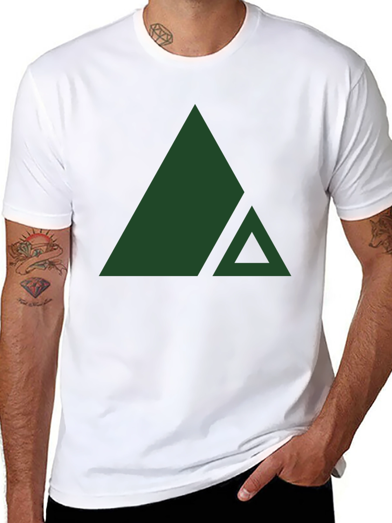 Modern Geometric Triangle Graphic Tee - Black