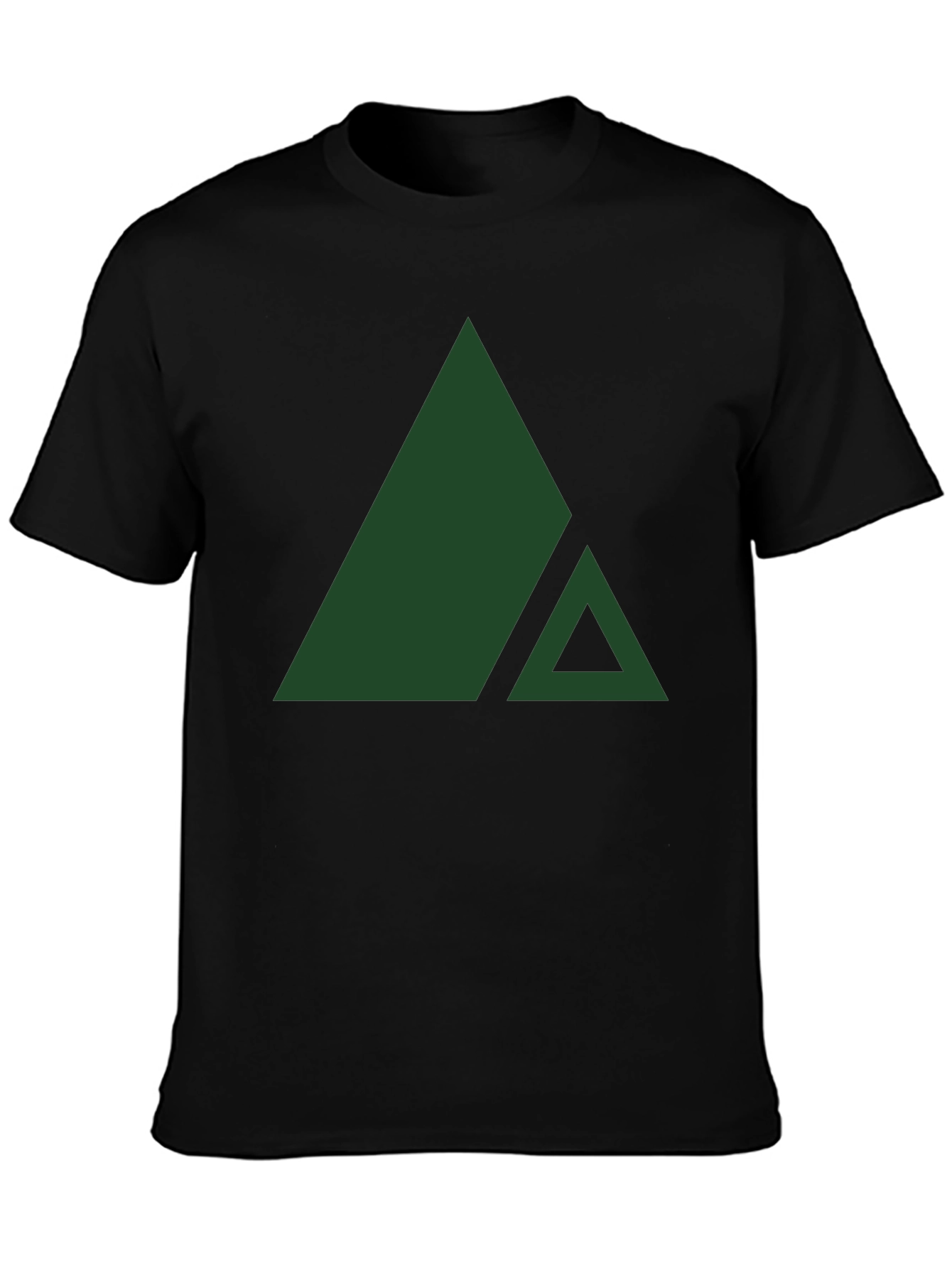 Modern Geometric Triangle Graphic Tee - Black
