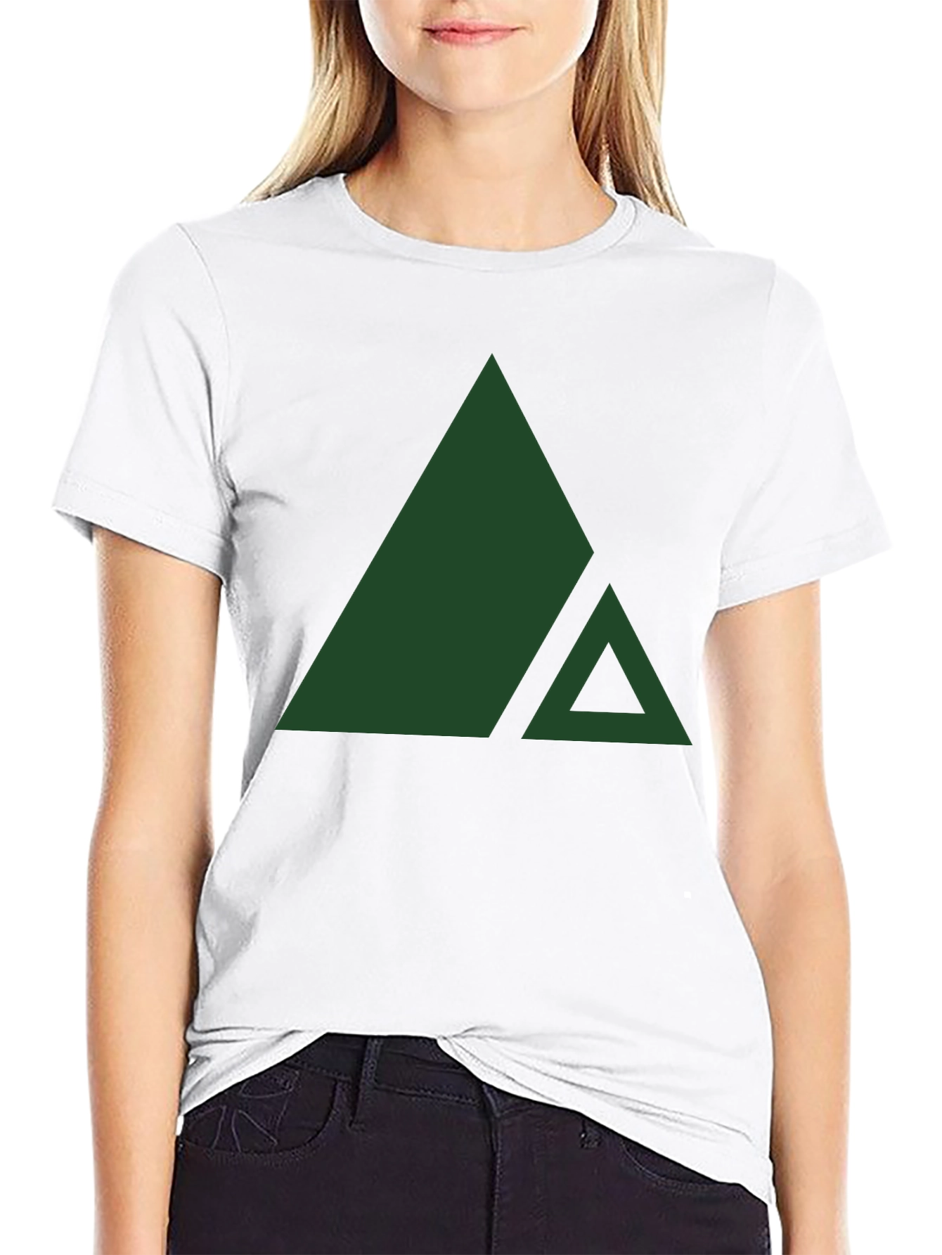 Modern Geometric Triangle Graphic Tee - Black