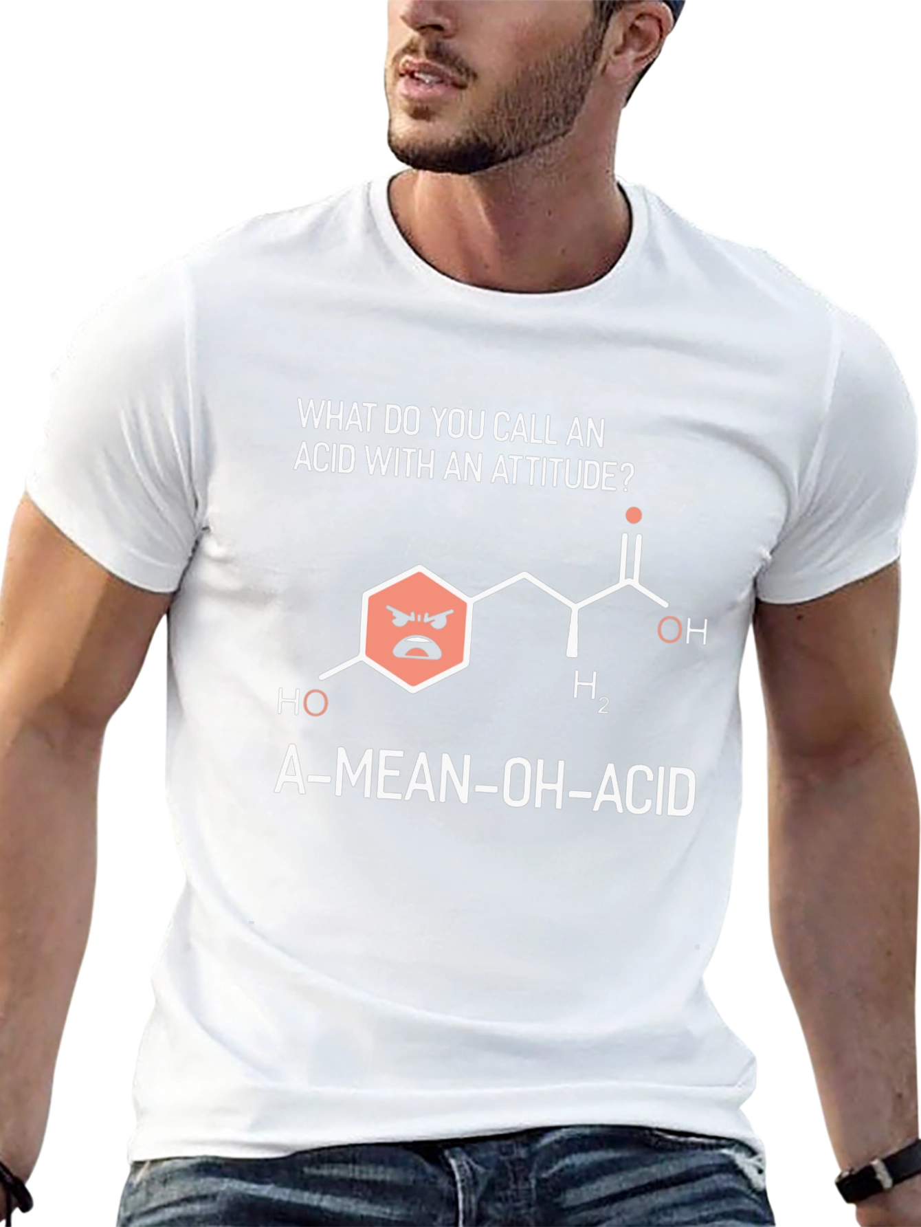 Funny Chemistry T-Shirt - A-Mean-OH-Acid Joke Tee