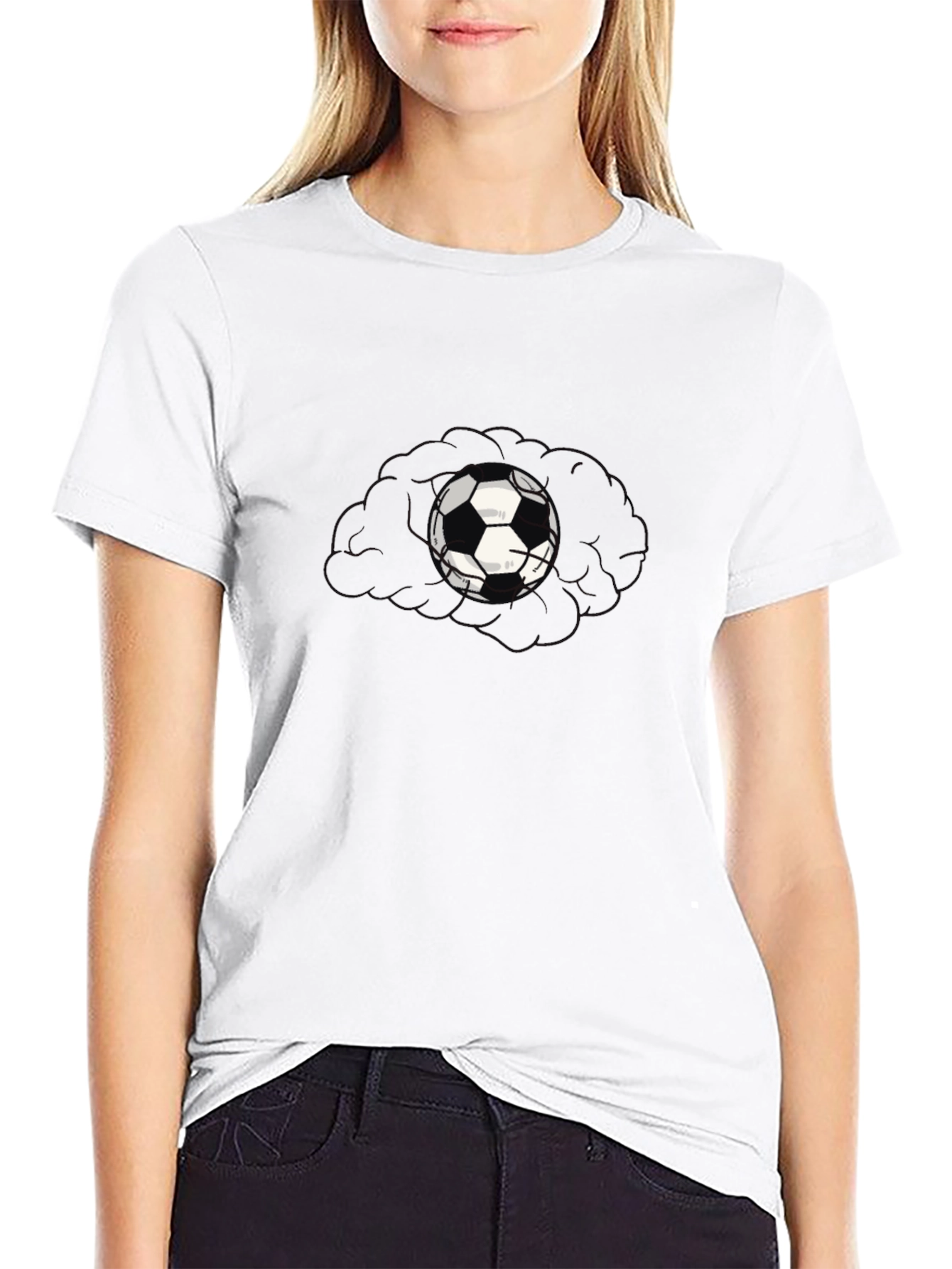 Mens Black T-Shirt with Soccer Ball Graphic