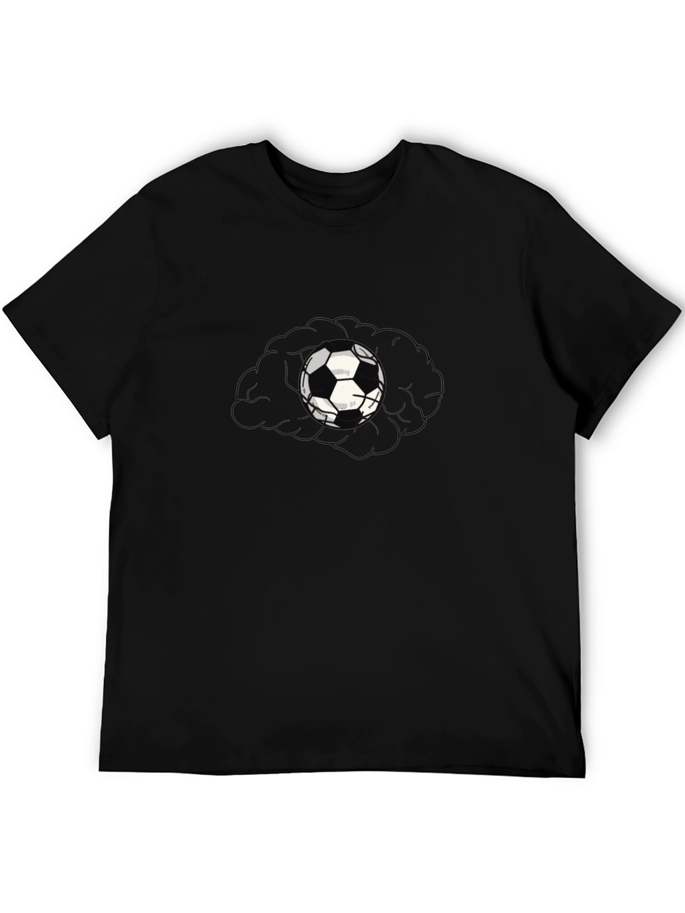 Mens Black T-Shirt with Soccer Ball Graphic