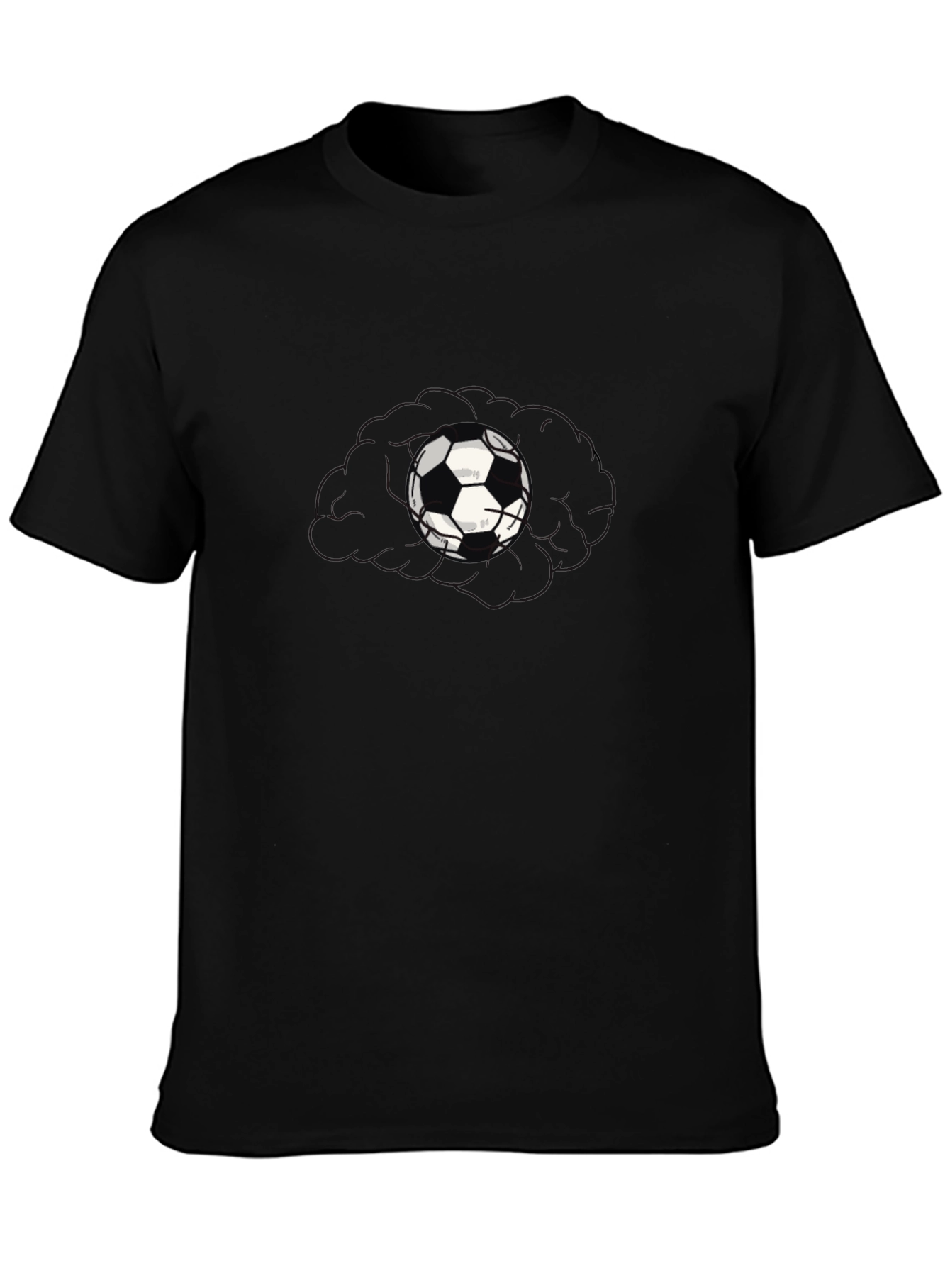 Mens Black T-Shirt with Soccer Ball Graphic