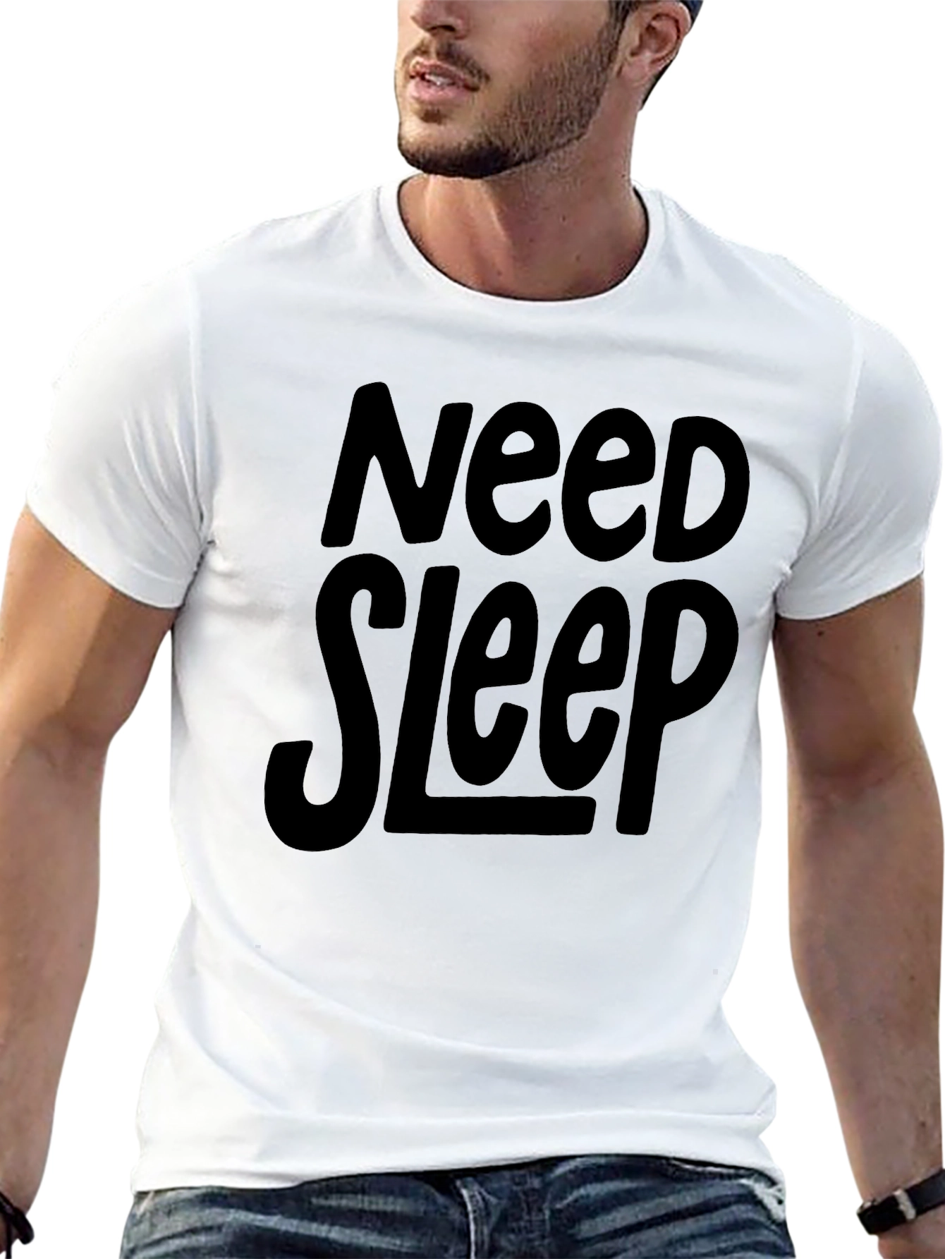 Need Sleep Black Cotton Graphic T-Shirt