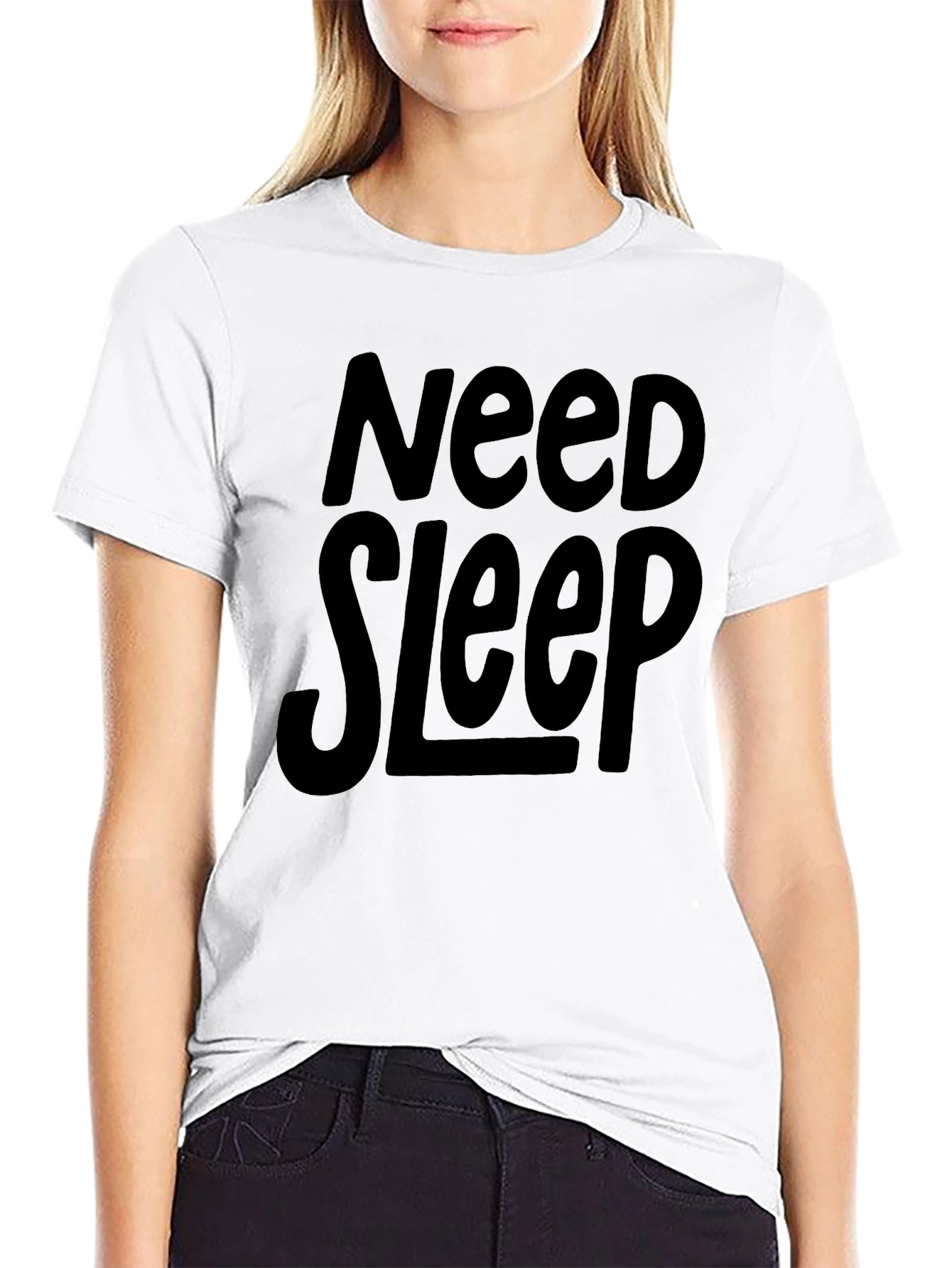 Need Sleep Black Cotton Graphic T-Shirt