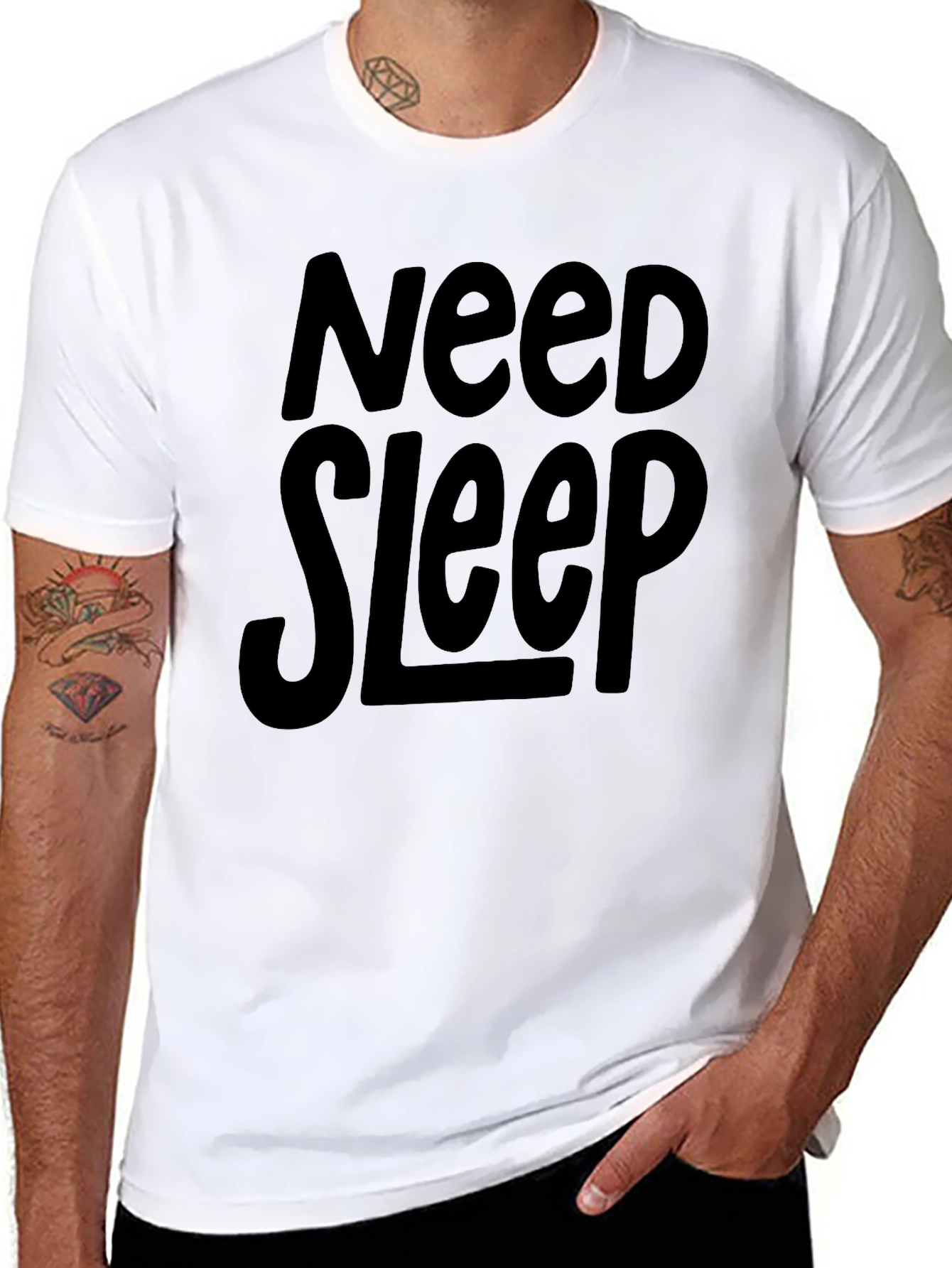 Need Sleep Black Cotton Graphic T-Shirt
